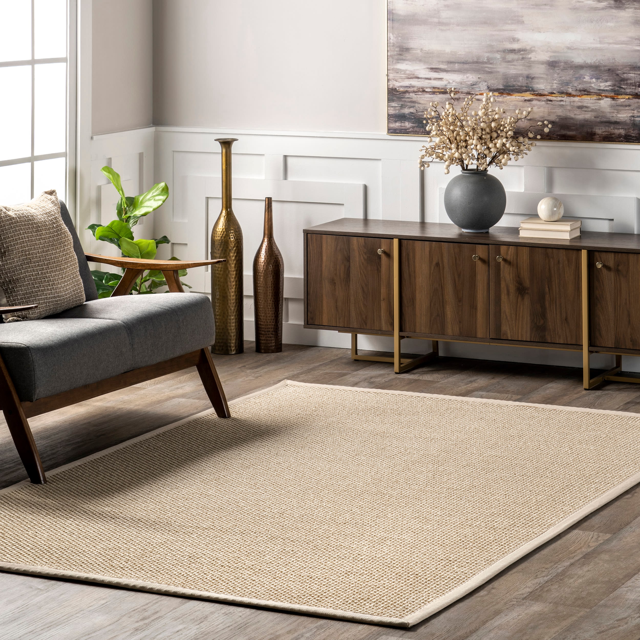 nuLOOM HJKN03A-8010 Kona 8 x 10 (ft) Loomed Sisal Chino Rectangular Indoor Coastal Area rug