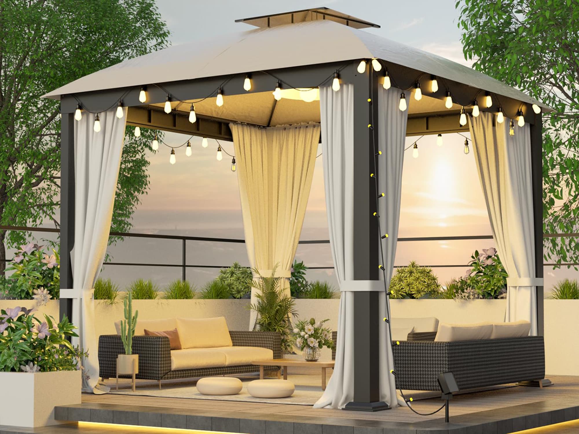SINOFURN SYA990033GY Wood-Resin-Gazebos - View #3