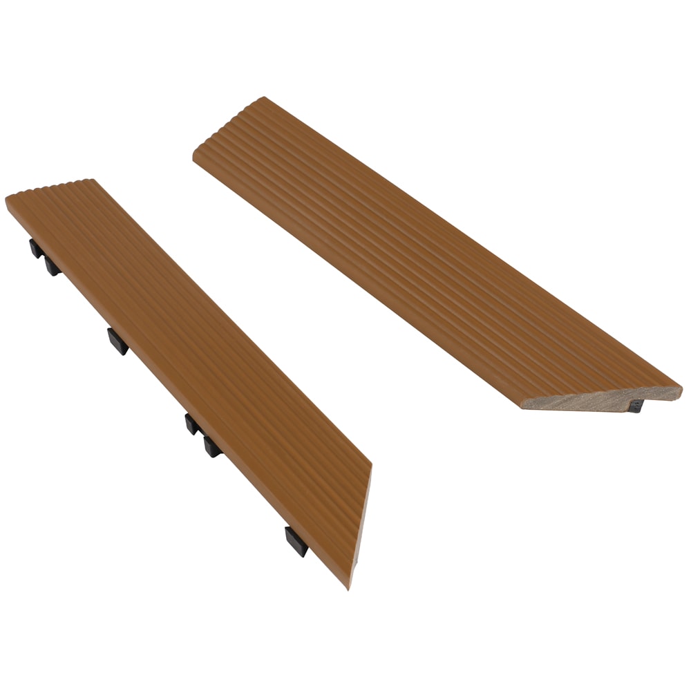 NewTechWood 2-in x 12-in 2-Pack Peruvian Teak Prefinished Composite Deck Tile (0.5-sq ft)