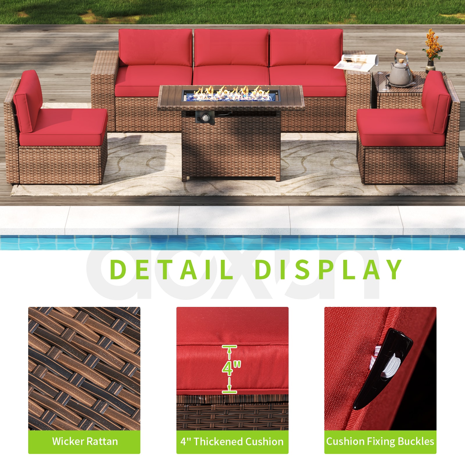 AOXUN G12039RDAB+026BR-7 Patio-Conversation-Sets - View #4
