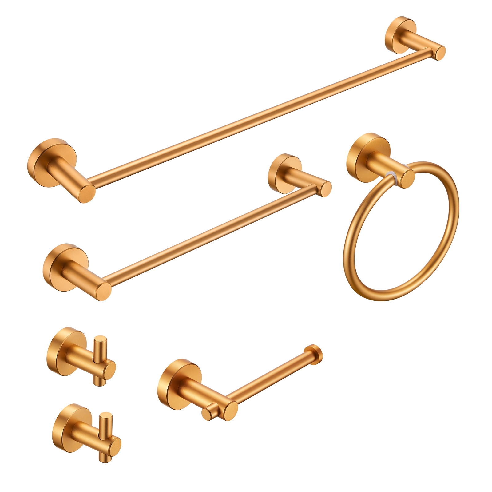 Cobbe LSKBHS02063 6 -Piece Gold Decorative Bathroom Hardware Set Towel Bar, Toilet Paper Holder, Towel Ring ,Robe Hook Included