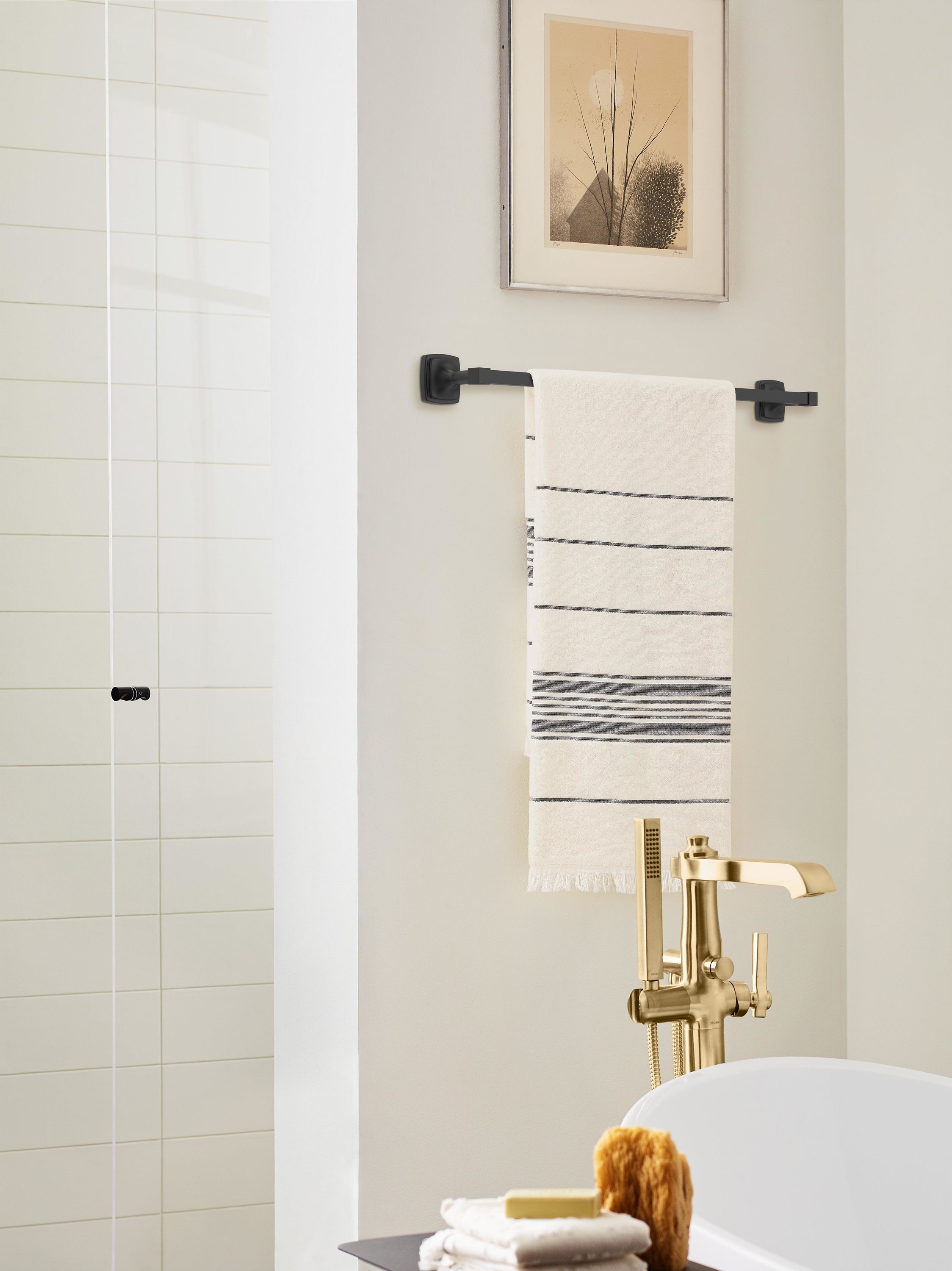 24-inch Matte Black Aluminum Wall Mounted Towel Bar