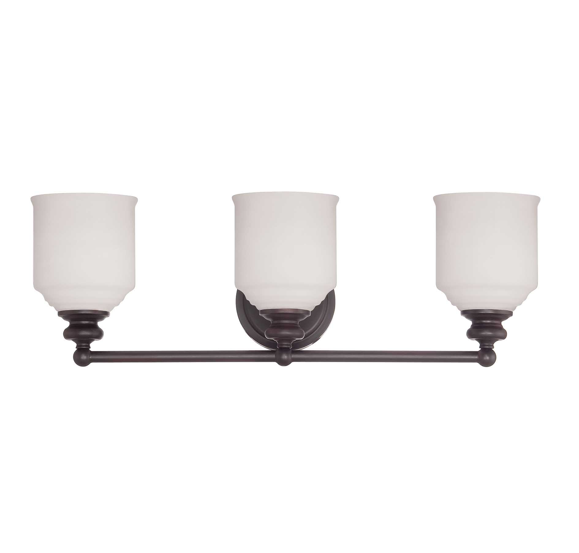 Melrose 3-Light Bronze Vanity Fixture with Opal Glass Shades