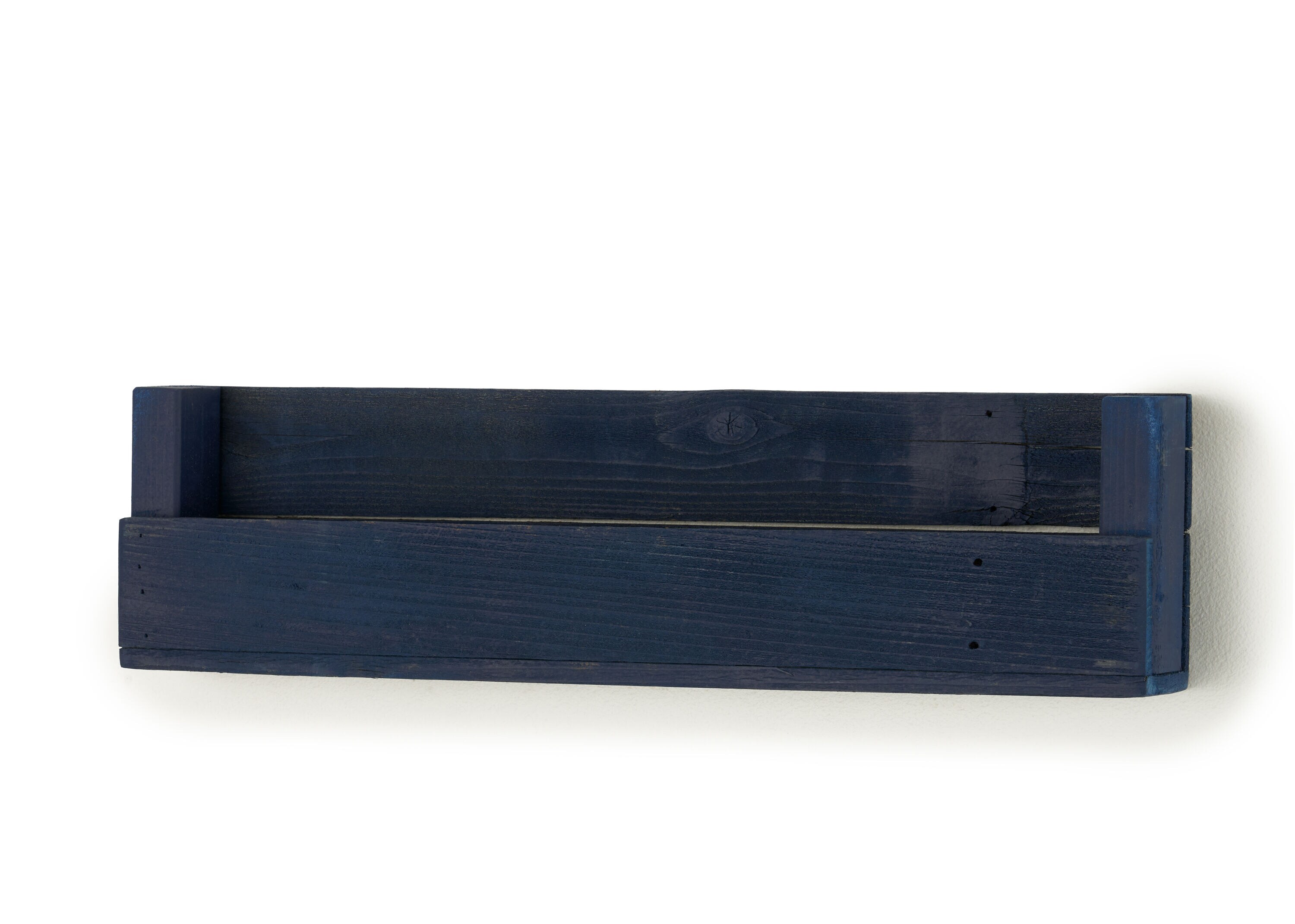 Navy Blue Reclaimed Wood Floating Wall Shelves, 3-Pack