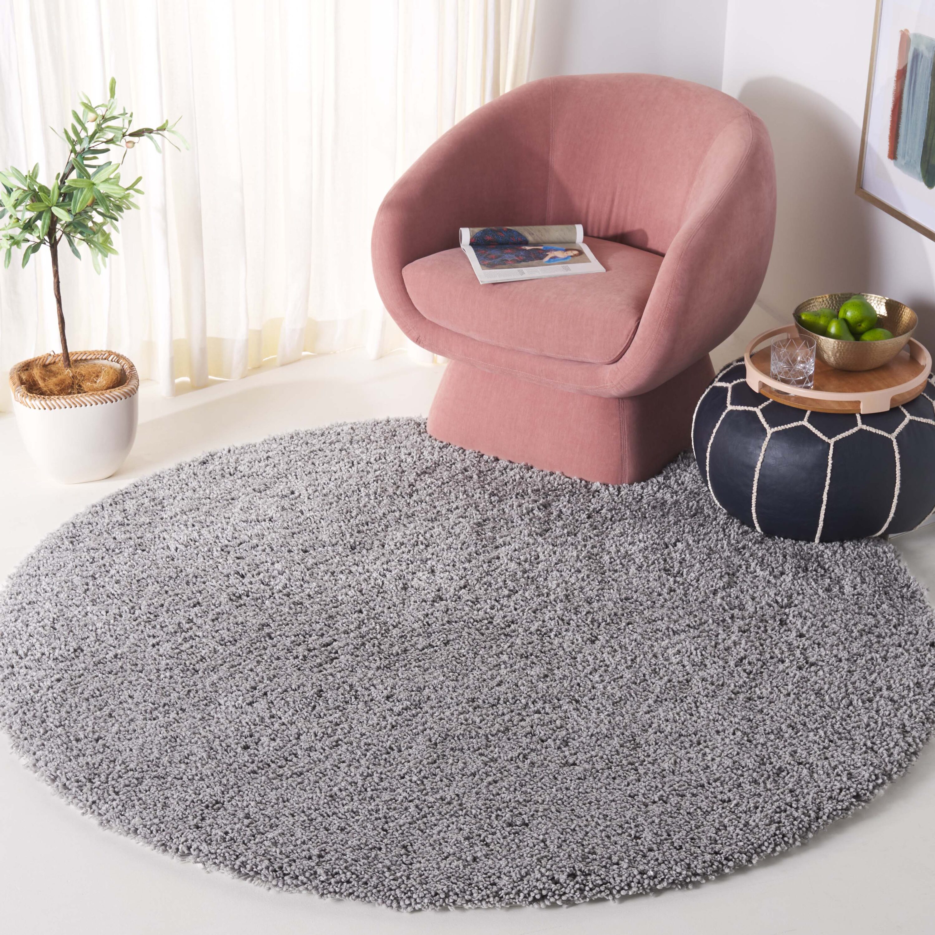 Shag Rugs 240G Grey 6ft x 6ft Shag Flokati Rug