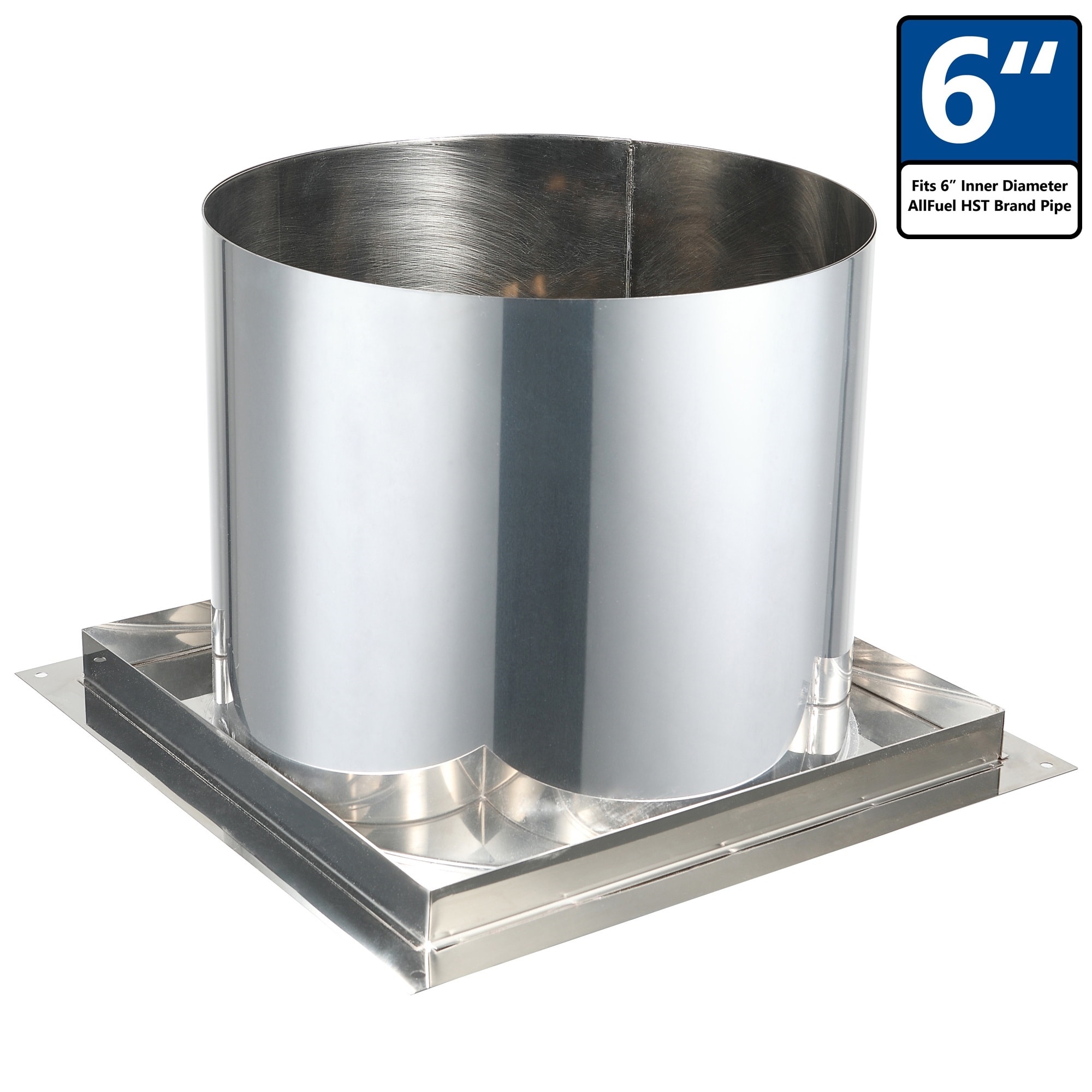 AllFuel HST BL.EV.RB-SHT6FRS 6" Firestop Radiation Shield Chimney Pipe Accessory Kit for Ceiling Support