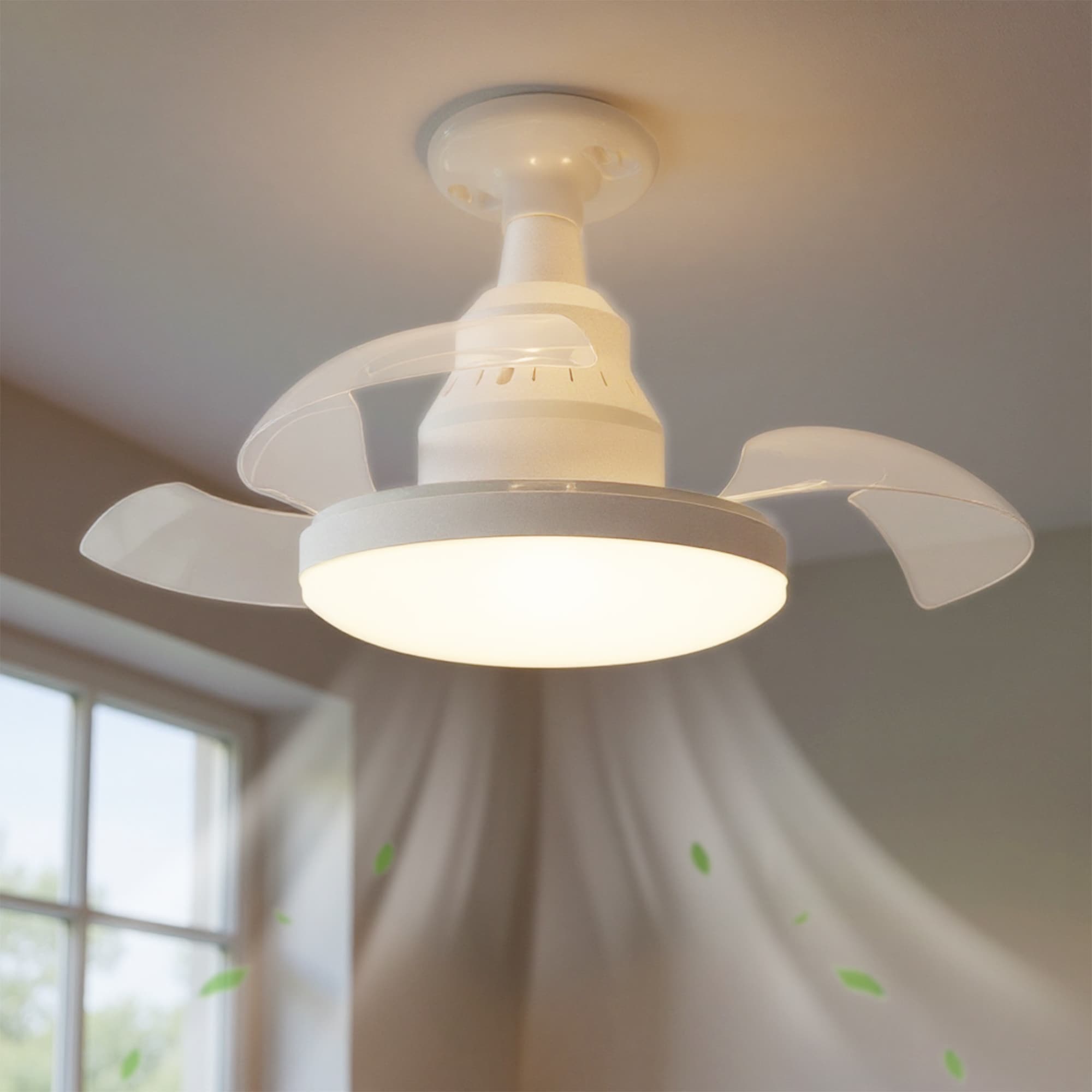 DORESshop 16 in Flush Mount Ceiling Fan Light with Remote Control 4 Speed Dimmable Color Changing LED 3000K to 6500K Memory Function for Bedroom Office or Apartment