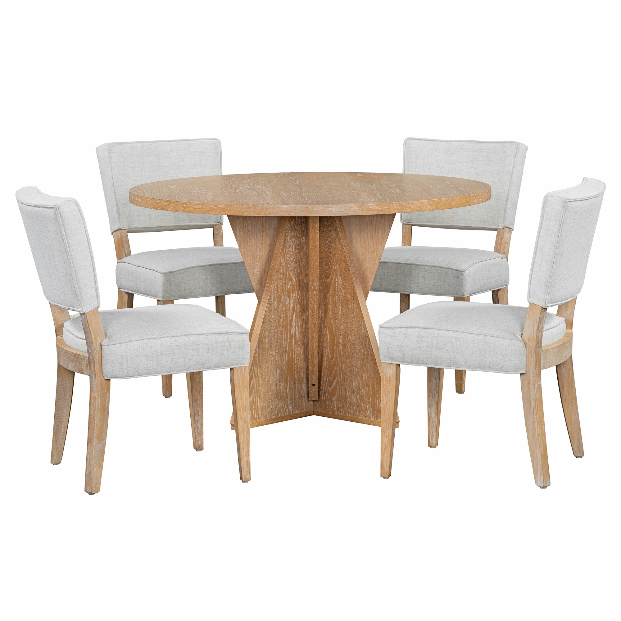SINOFURN SYA330218BN Natural Rustic Dining Room Set with Round Table ( Seats 4 )