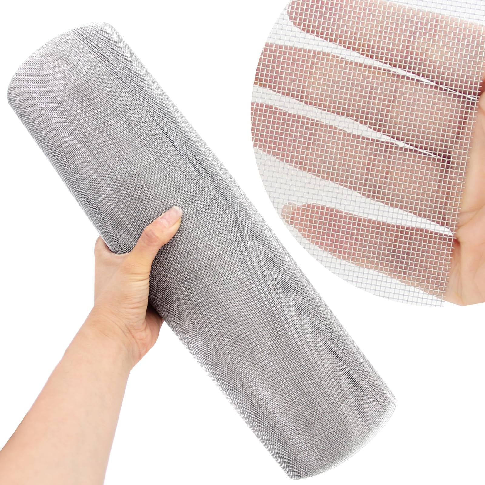 Aoibox  304 Stainless Steel Wire Mesh Roll 16 x 80 in 20 Mesh 0 3 mm Wire Diameter 1 mm Aperture Woven Screen