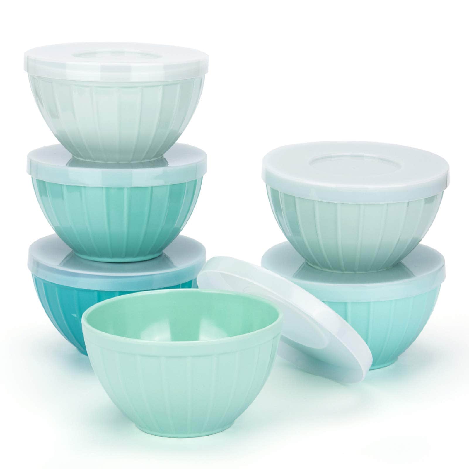 Aoibox  15 fl oz Assorted Multicolor Melamine Fluted Cereal Bowls with Lids 4 9 in Set of 6 Cereal Bowls