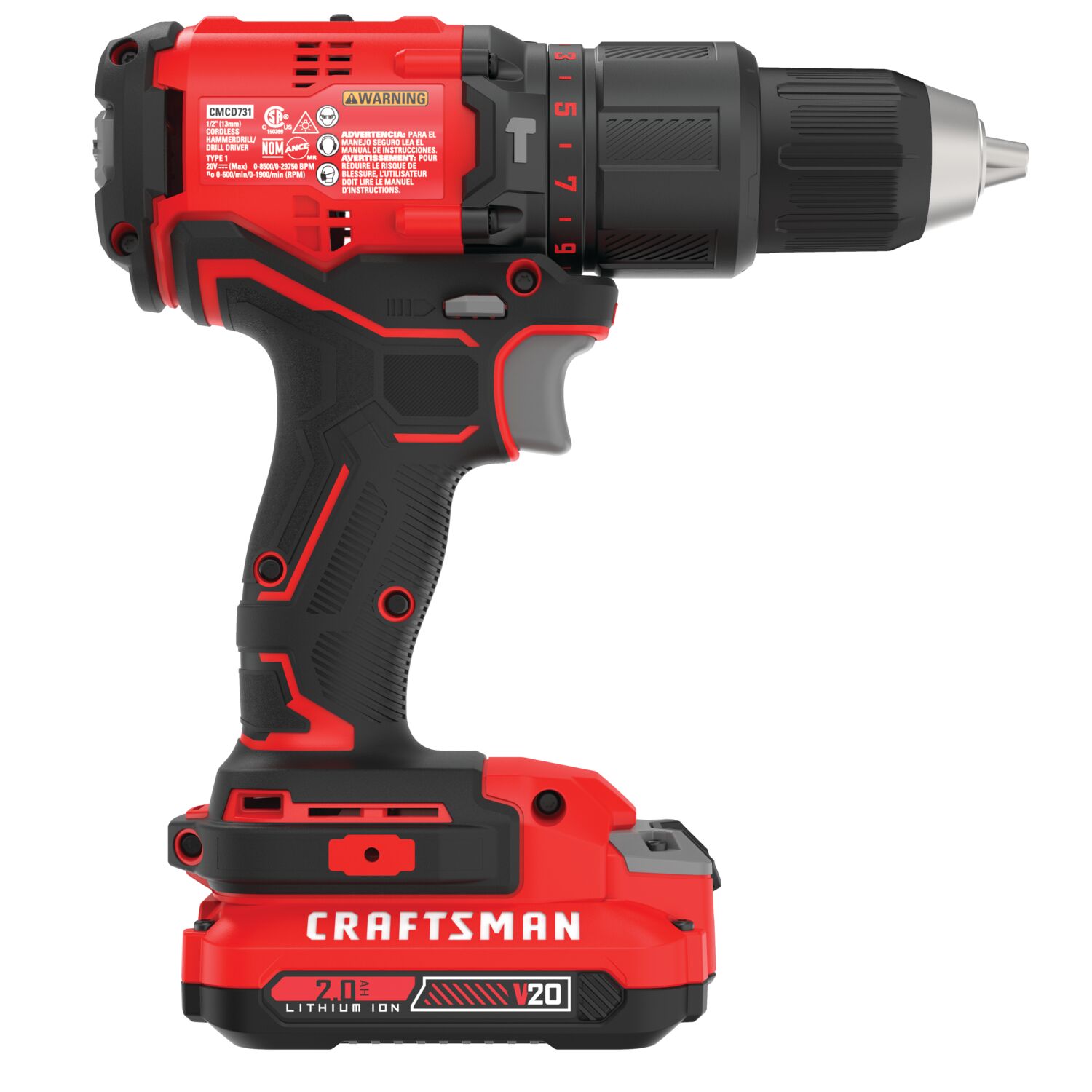 CRAFTSMAN V20 1/2-in 20-volt Max Variable Brushless Cordless Hammer ...