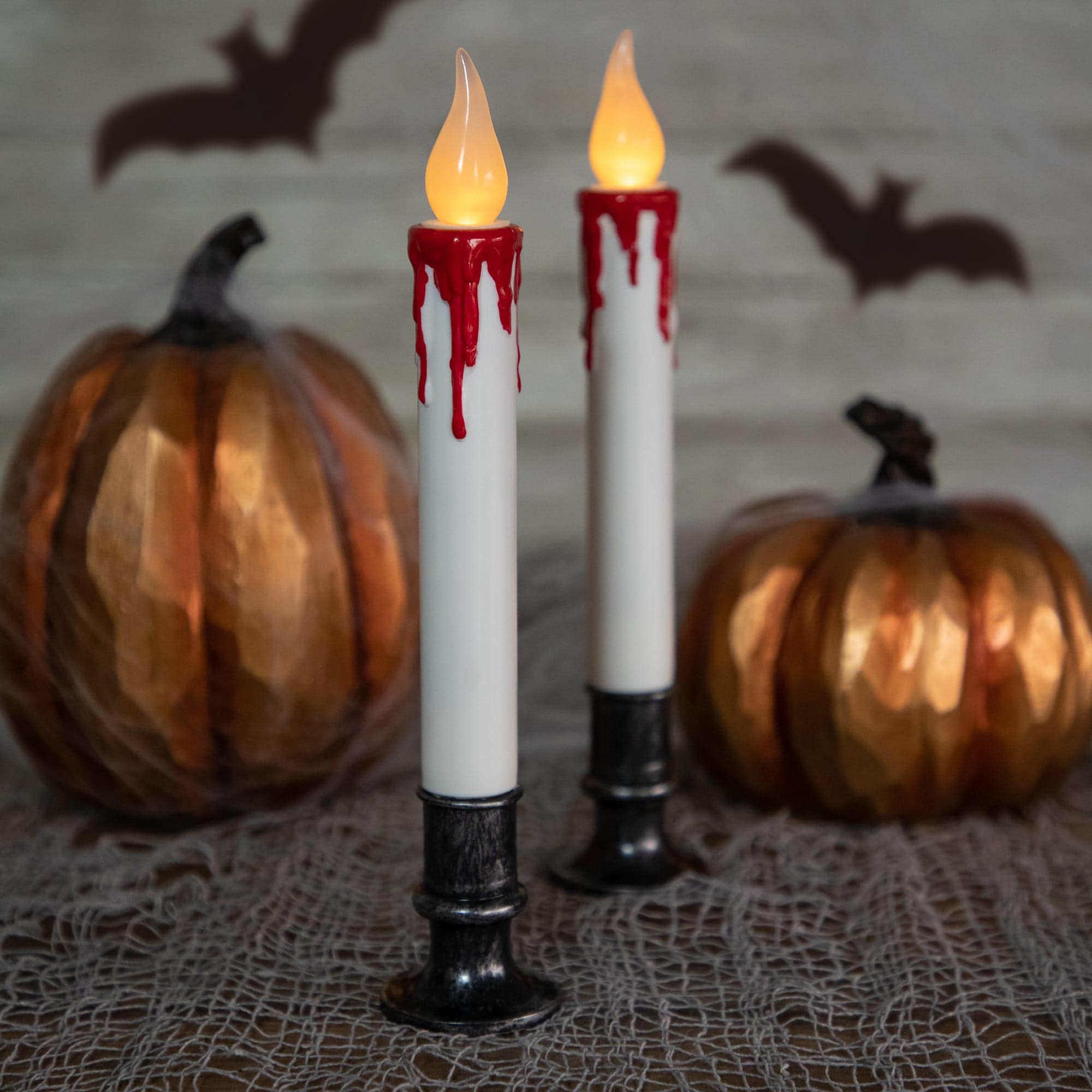 Northlight LED with Timer Dripping Blood Halloween Taper Candles - 9 inch - Set of 2
