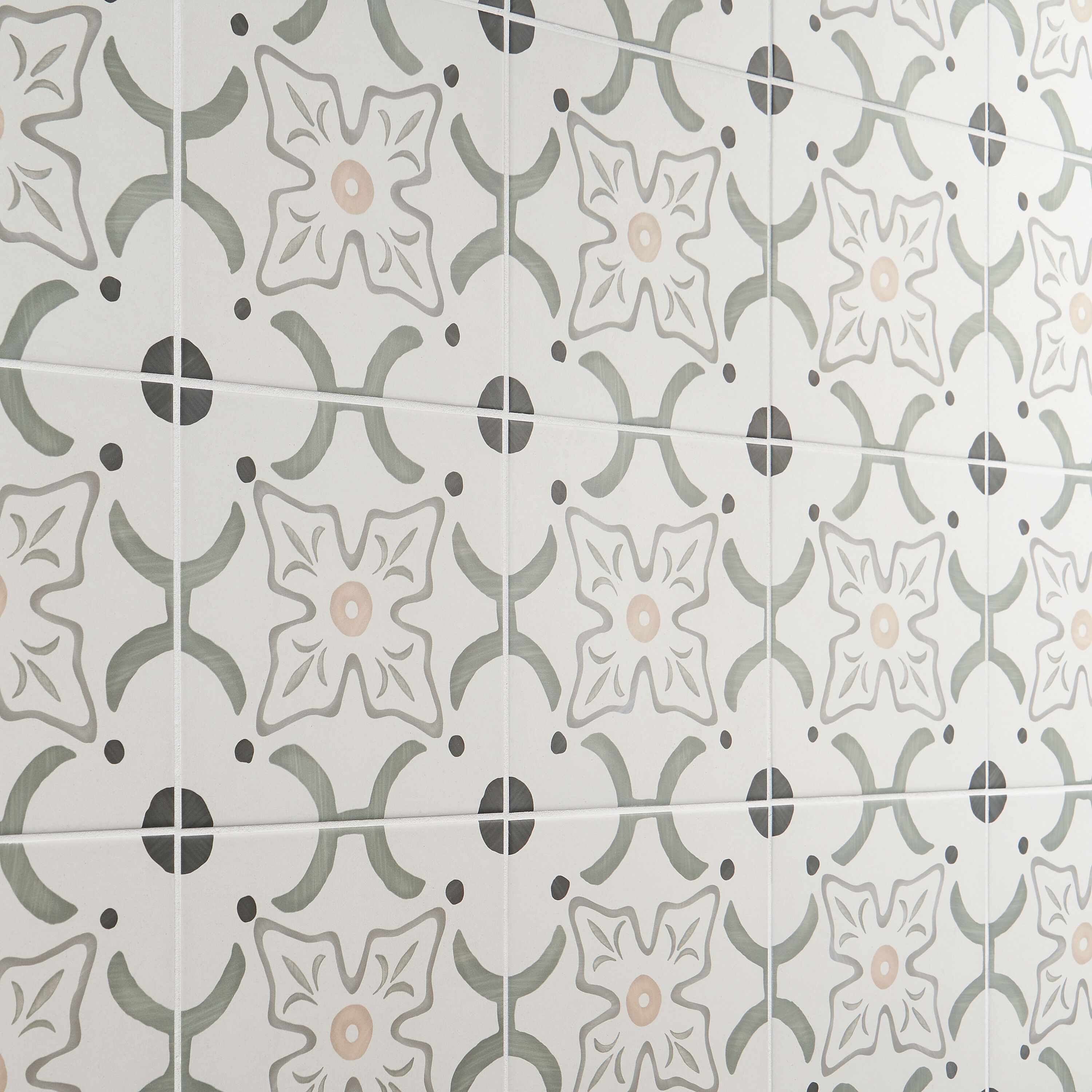 Agave Flora Green and Gray Matte Porcelain Floor and Wall Tile