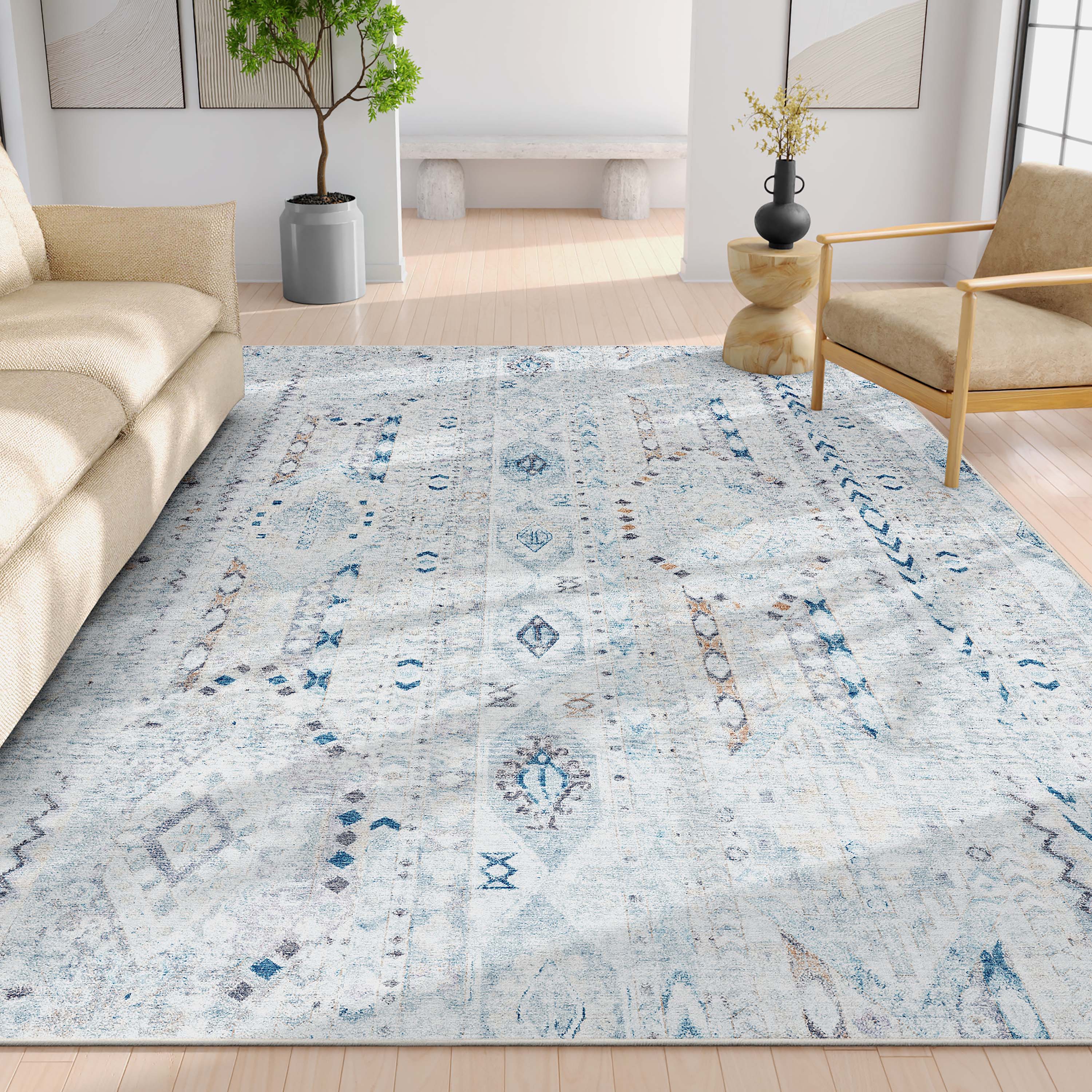 Well Woven W-VN-07B-8 Apollo 9 x 13 (ft) Loomed Polyester Blue Rectangular Indoor Tribal Vintage Area rug