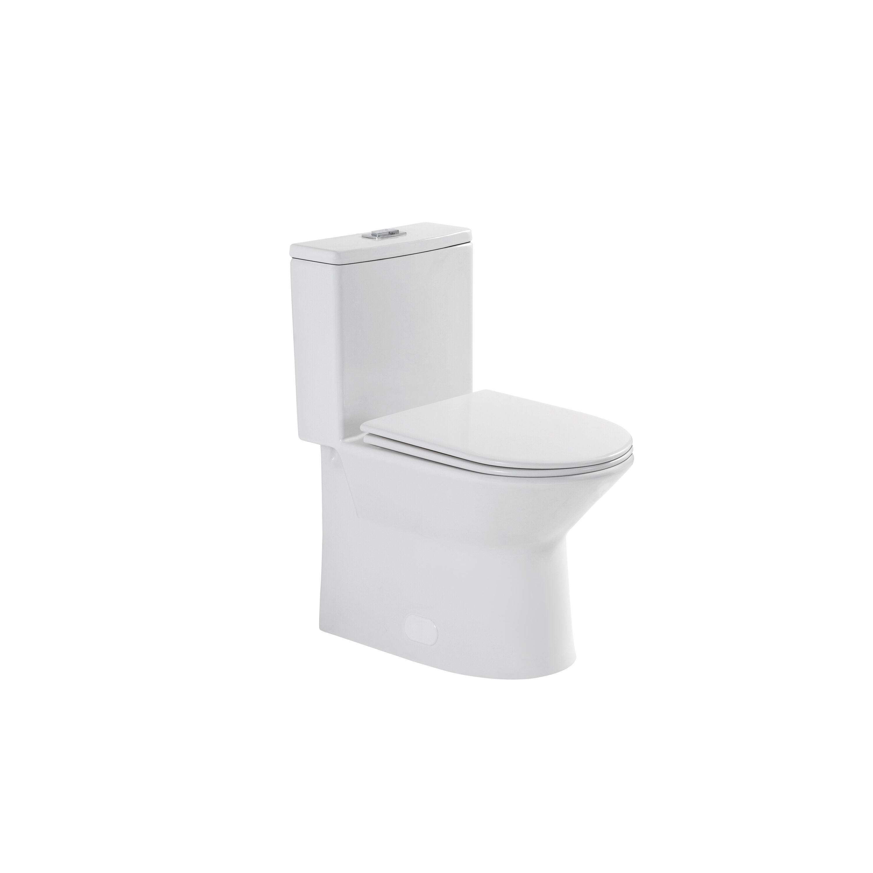 WELLFOR GTLGW-005 Gloss White Elongated Chair height 12-in Rough-In WaterSense 1.6 GPF Dual Slow Close Feature 1-piece Toilet
