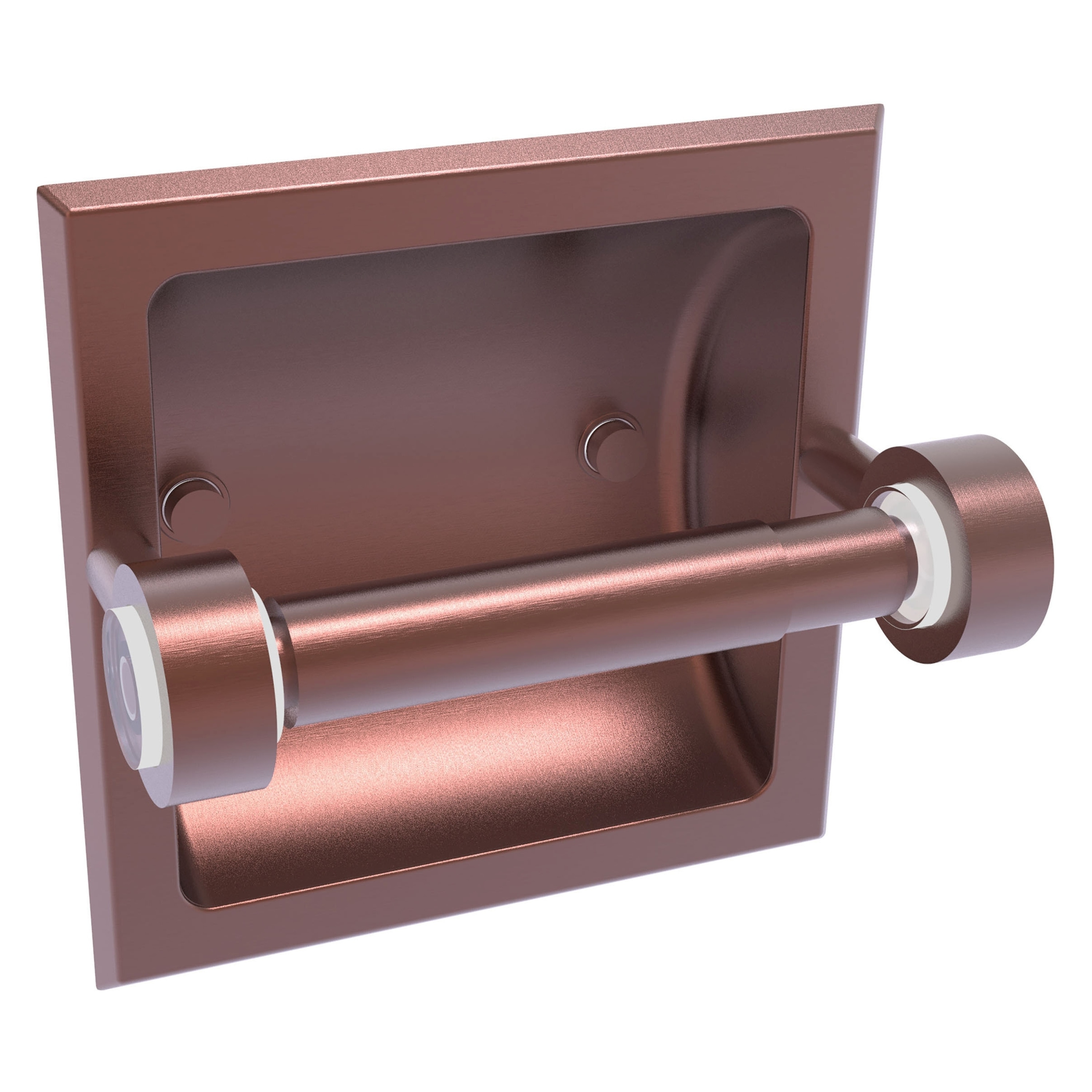 Allied Brass CV-24C-CA Clearview Antique Copper Recessed Double post Toilet Paper Holder 1 -Rolls with Storage