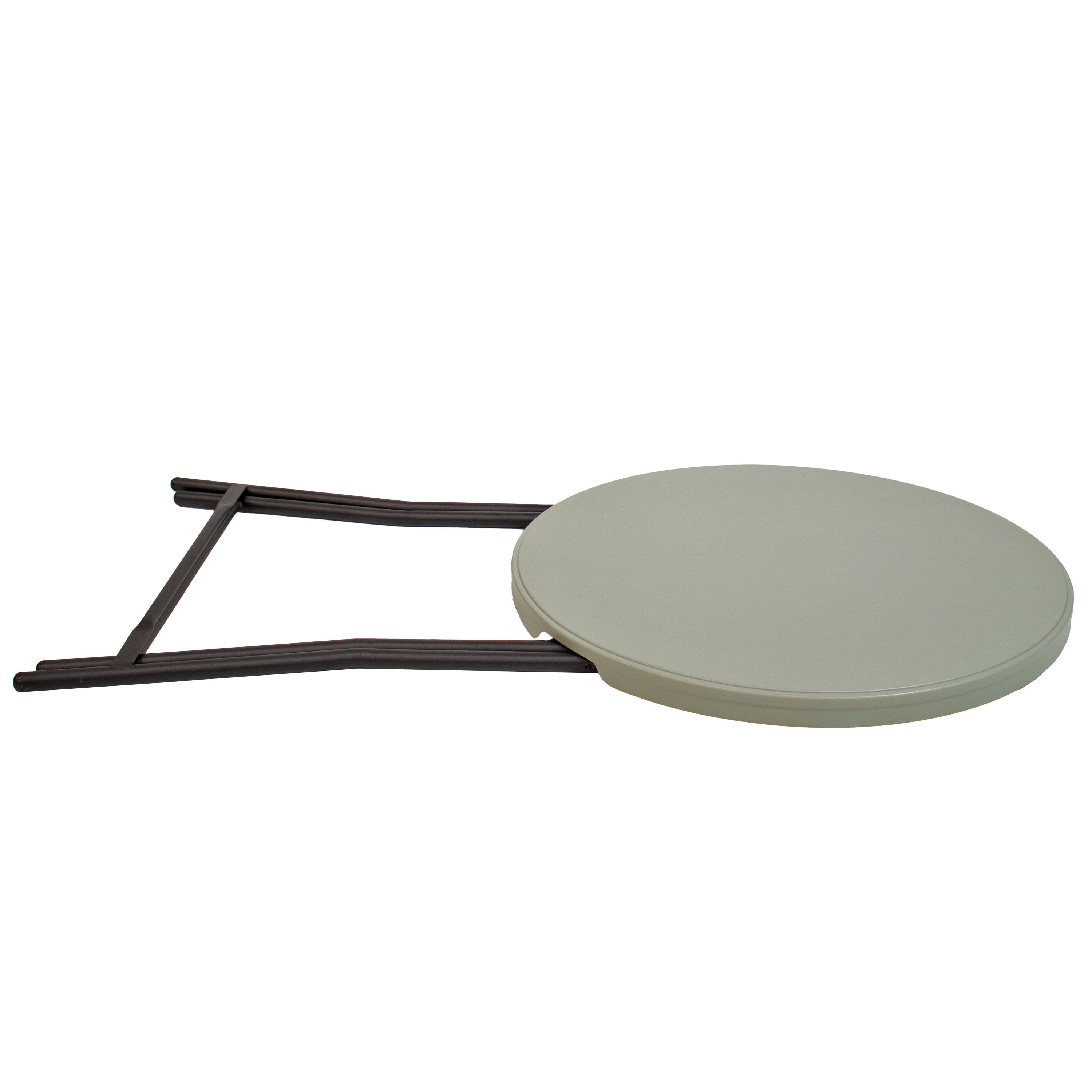 Gray Round Folding Bar-Height Table with Iron Legs and Plastic Top