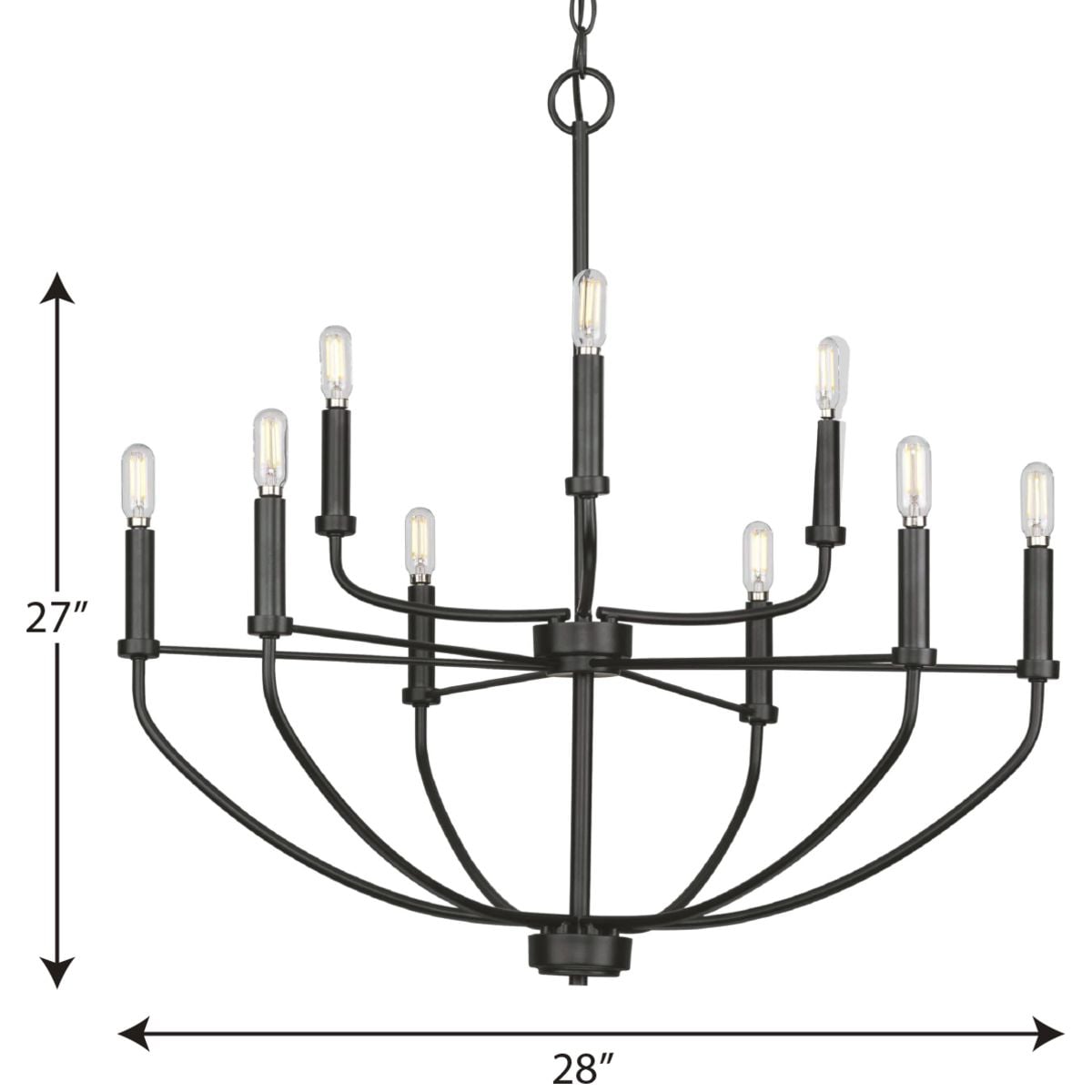 Leyden Matte Black Farmhouse 9-Light Chandelier