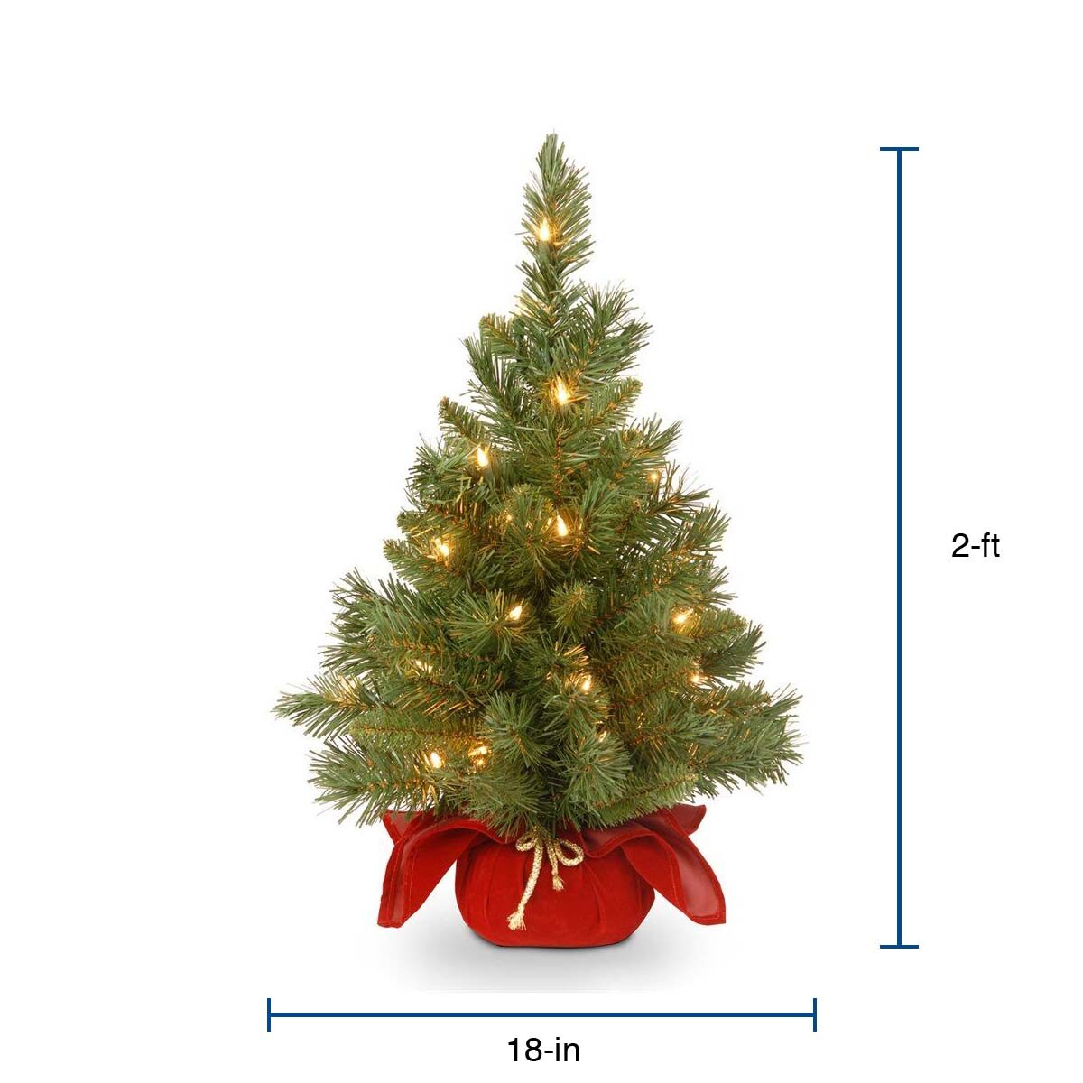 National Tree Company 2-ft Spruce Pre-Lit Traditional Artificial ...