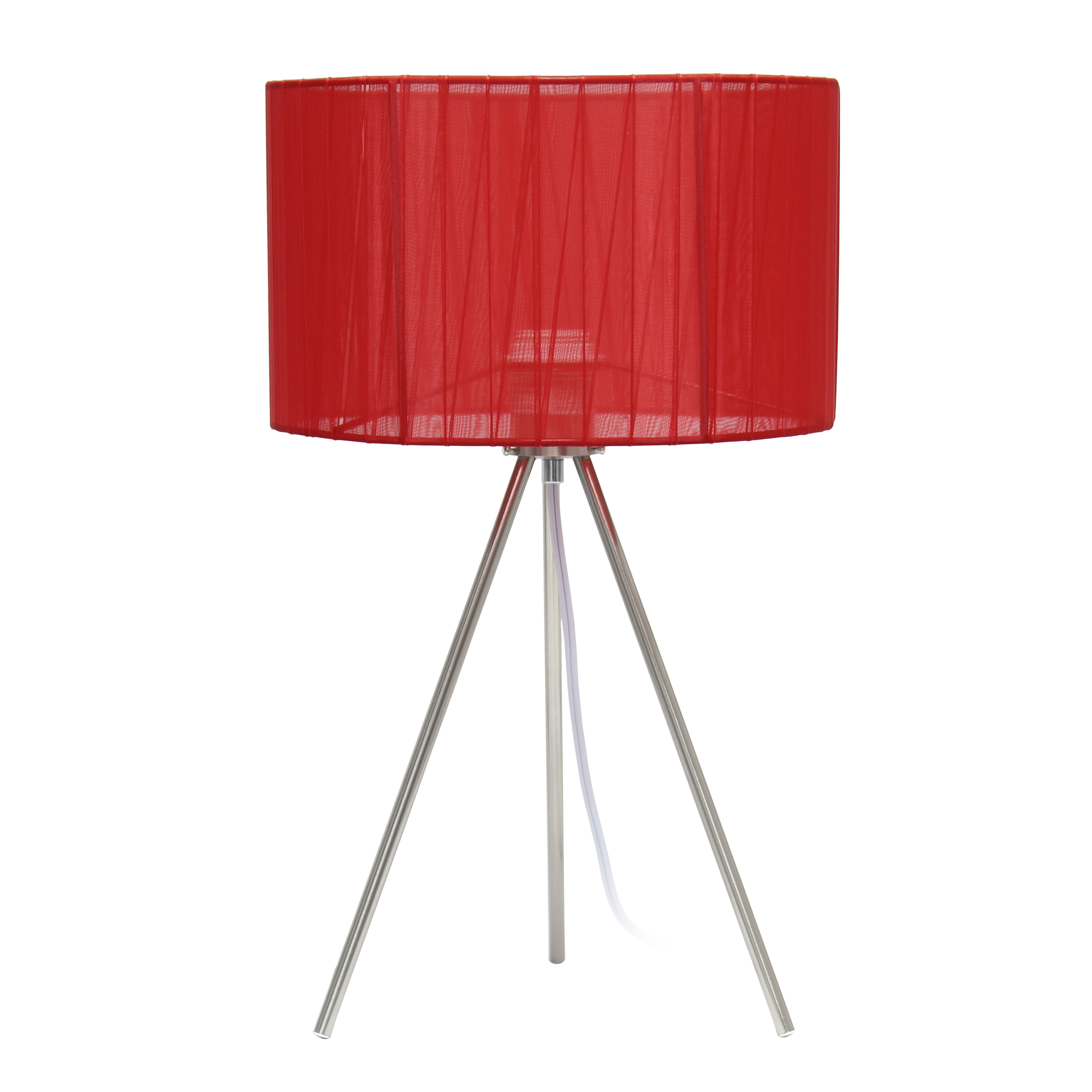 Creekwood Home CWT-2019-RE 19.69-in Brushed Nickel/Red LED Rotary socket Table Lamp with Fabric Shade