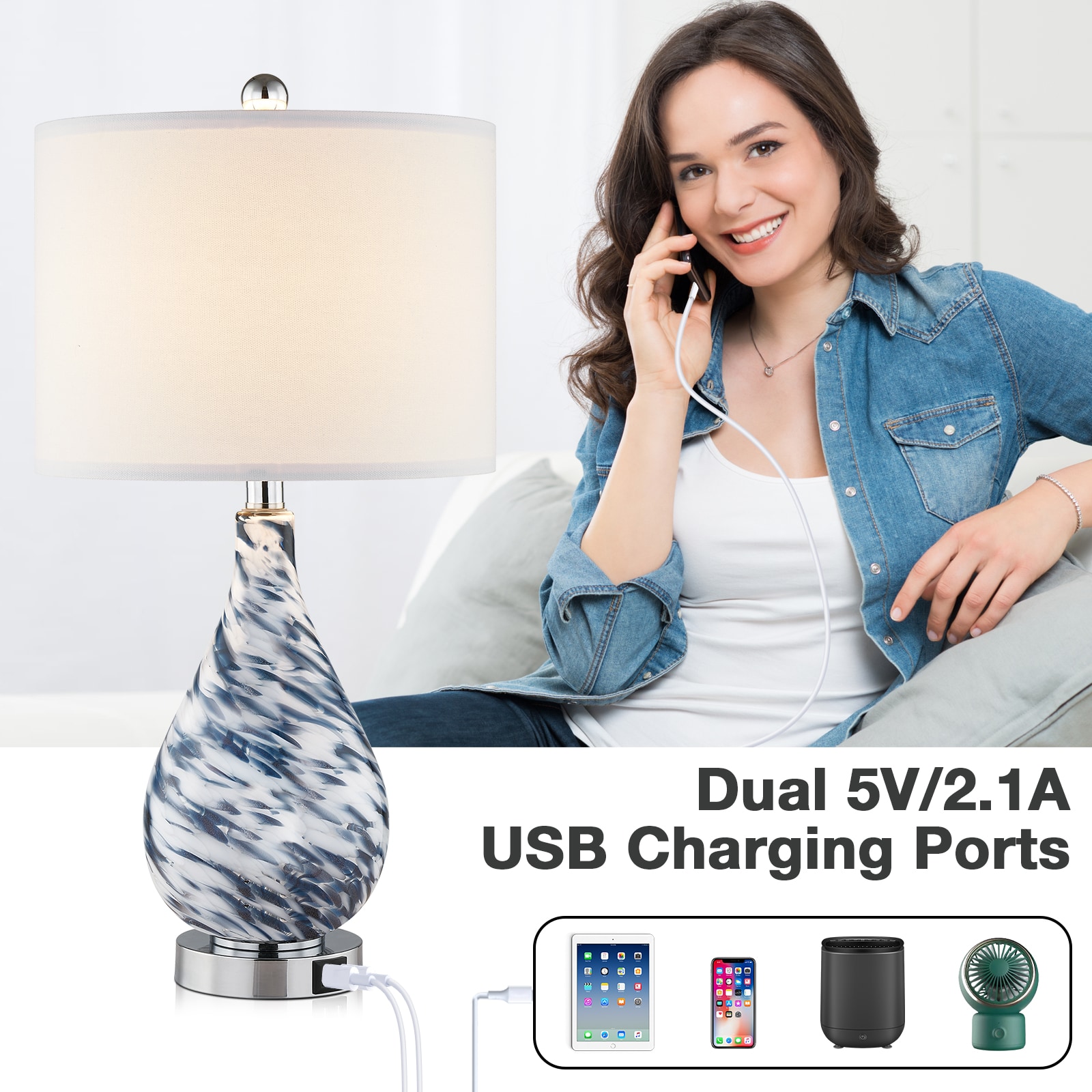UrFurnishings TD-136 Table-Lamps - View #2
