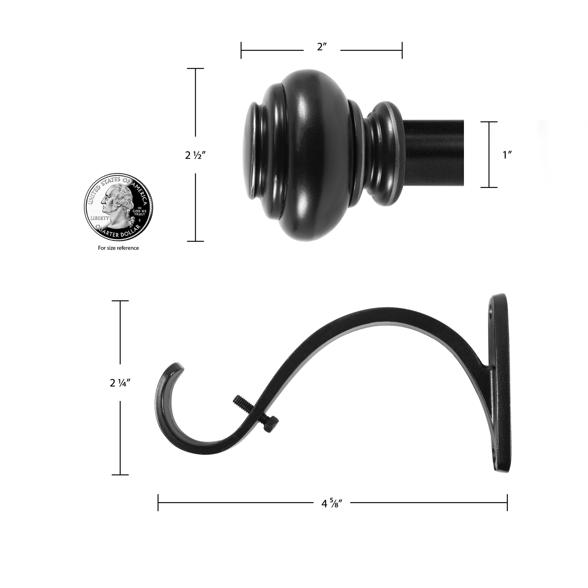 Antique Bronze Adjustable Curtain Rod with Finials, 18-36 Inches
