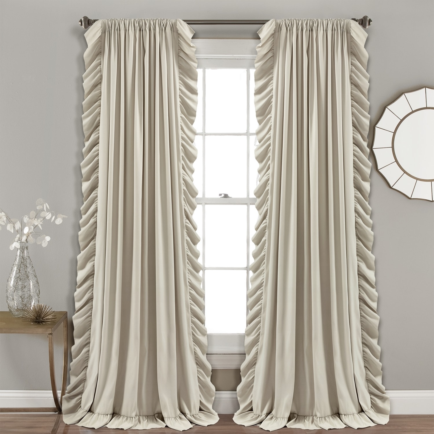Lush Decor 21T010778 108-Inches Wheat Room darkening Rod pocket Curtain panel pair