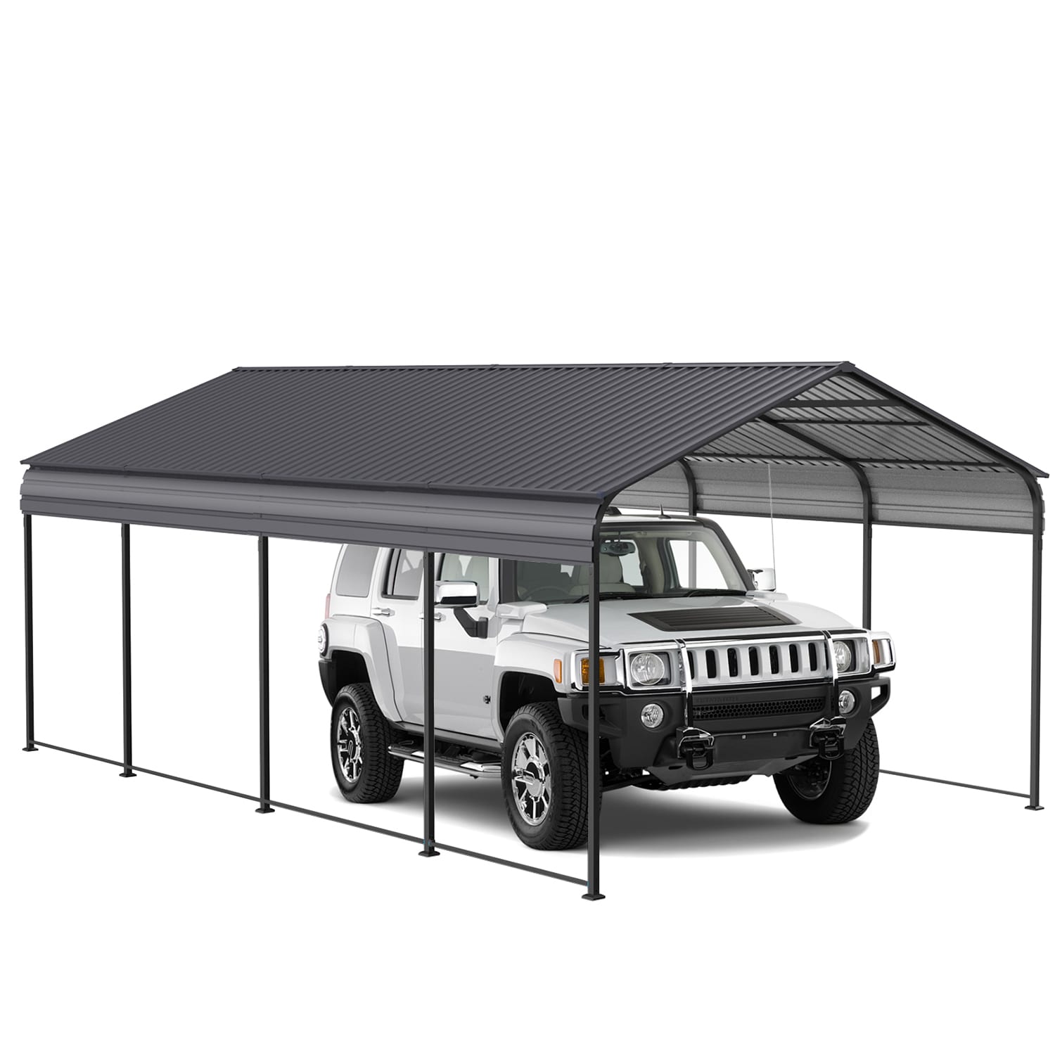 Mondawe MD-CPL00023 20-ft W x 12-ft L x 8.7-ft H Gray Metal Carport with Metal Roof