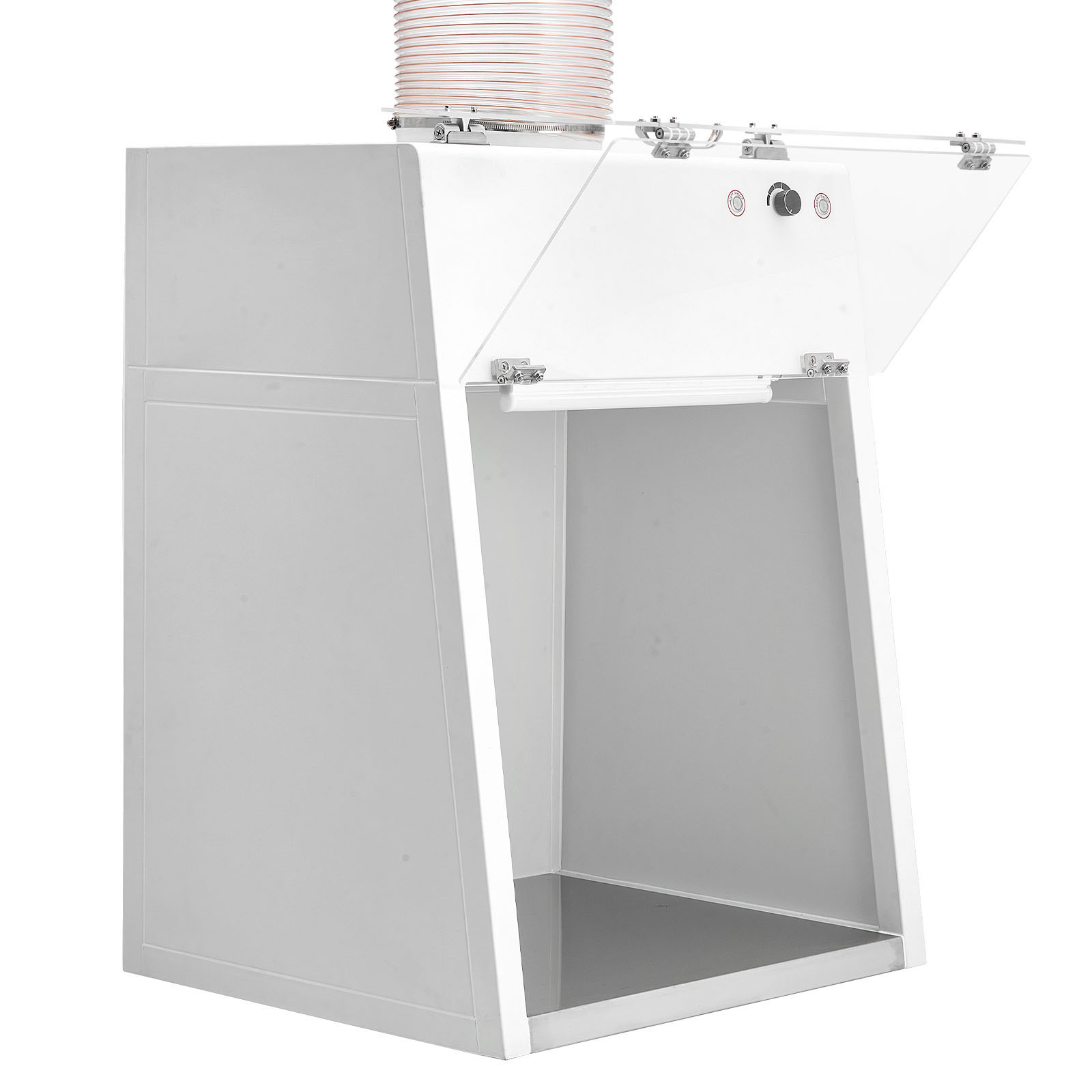 VEVOR Ducted Fume Hood  22.83 x 25.98 x 24.80 inch Working Area  Lab Fume Hood with LED Light and G1 Pre-Filter  Exhaust Equipment for Laboratory Fume Control and Pharmaceutical Compounding  White