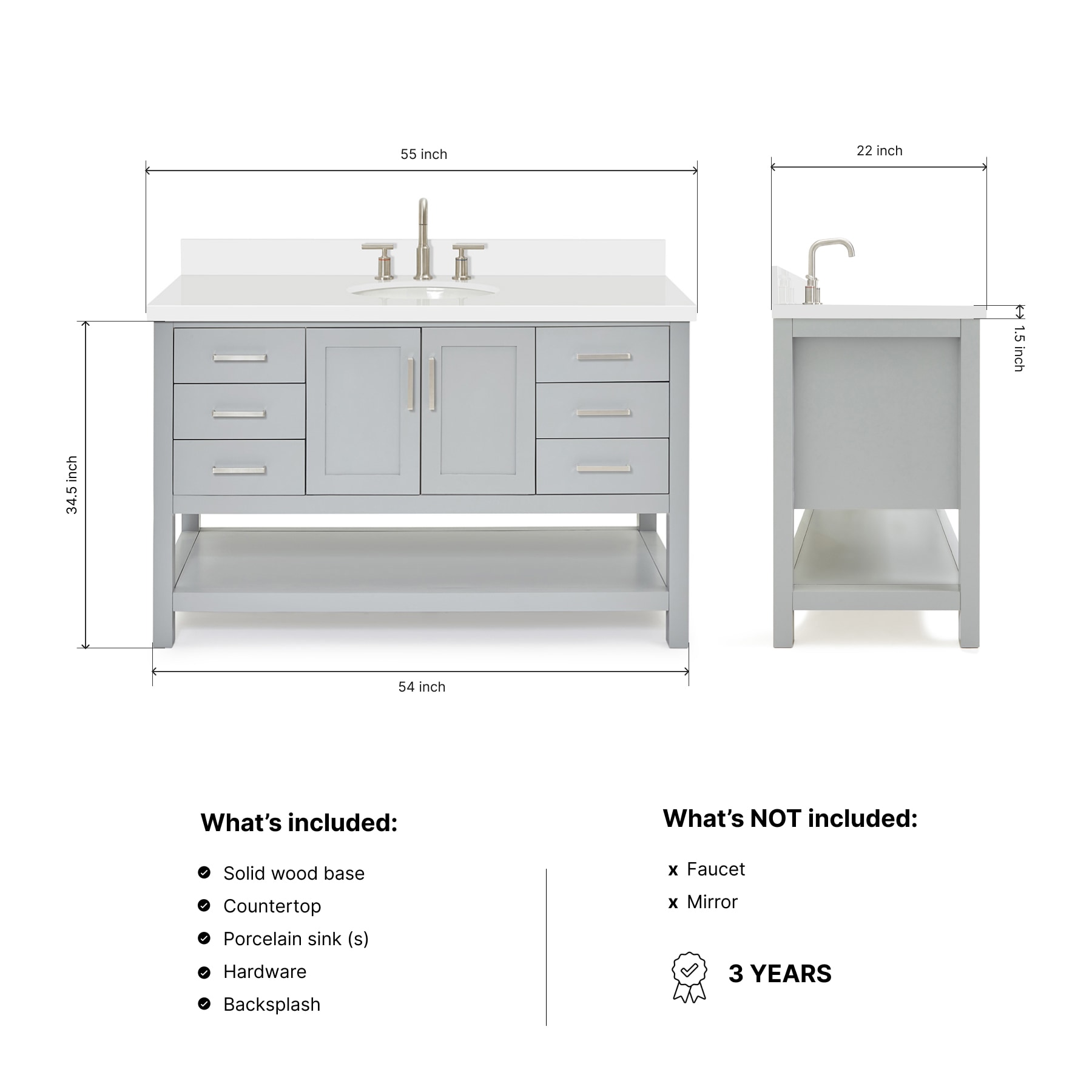 ARIEL S055SWQOVOGRY Bath-Vanity-Combo - View #3