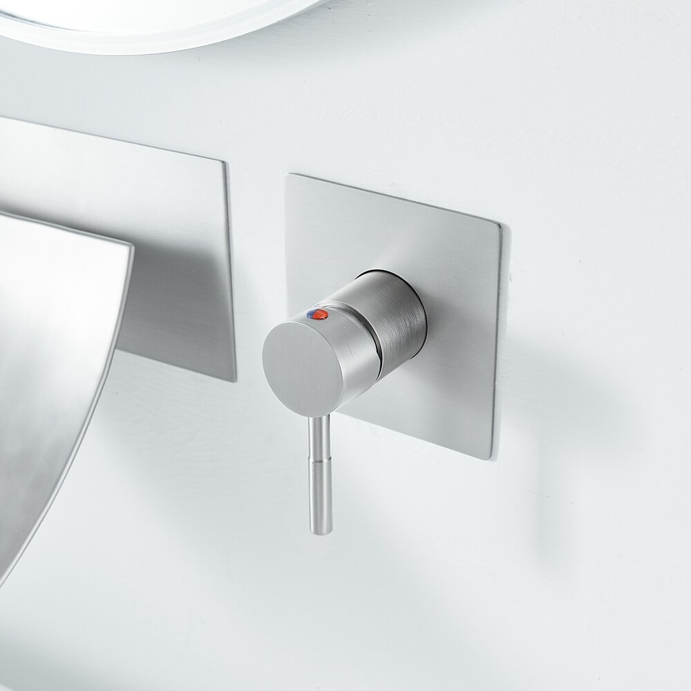 Brushed Nickel Wall Mount Waterfall Bathroom Faucet