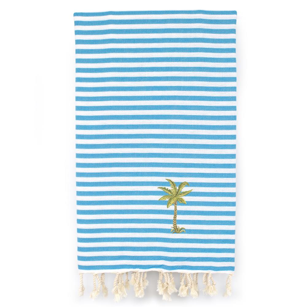 Linum Home Textiles FSP45-PLM Turquoise Water Turkish Cotton Quick Dry Beach Towel (Fun in the Sun- Palm)