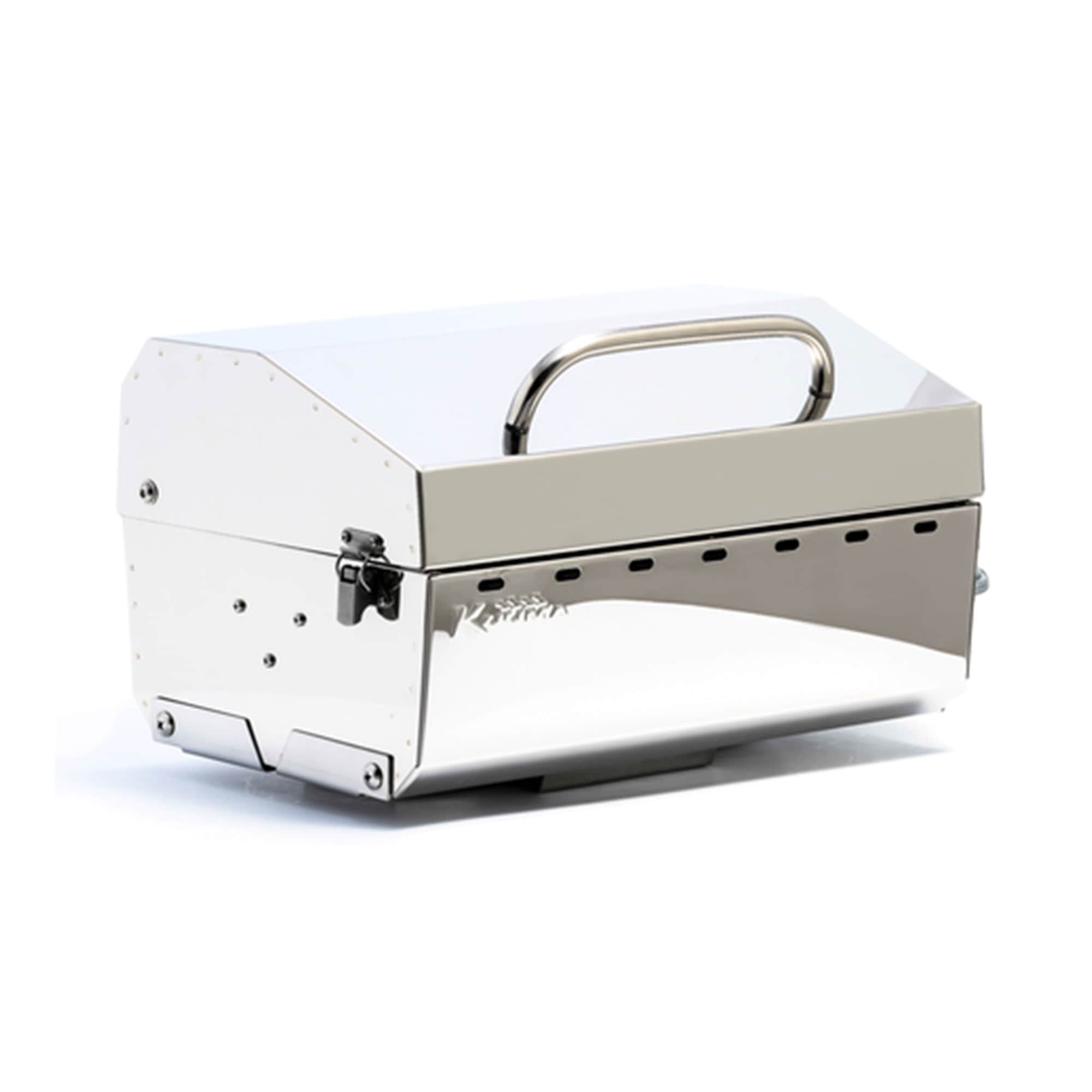 CAMCO  Kuuma Stow N Go 125 Stainless Steel Gas Grill with Mount Design Silver