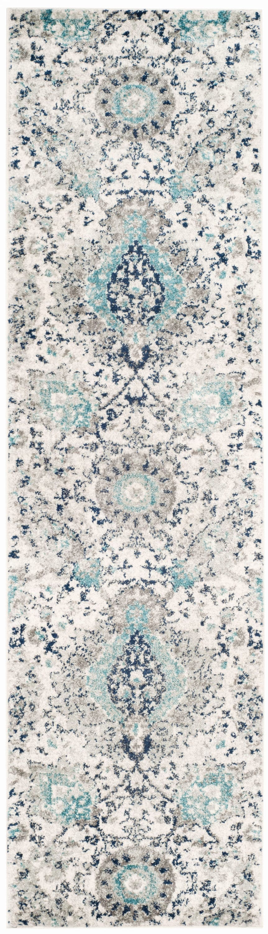 Safavieh MAD600C-214 Madison Abbey 2 x 14 (ft) Loomed Synthetic Cream/Light Gray Rectangular Indoor Floral/Botanical Bohemian/Eclectic Runner rug