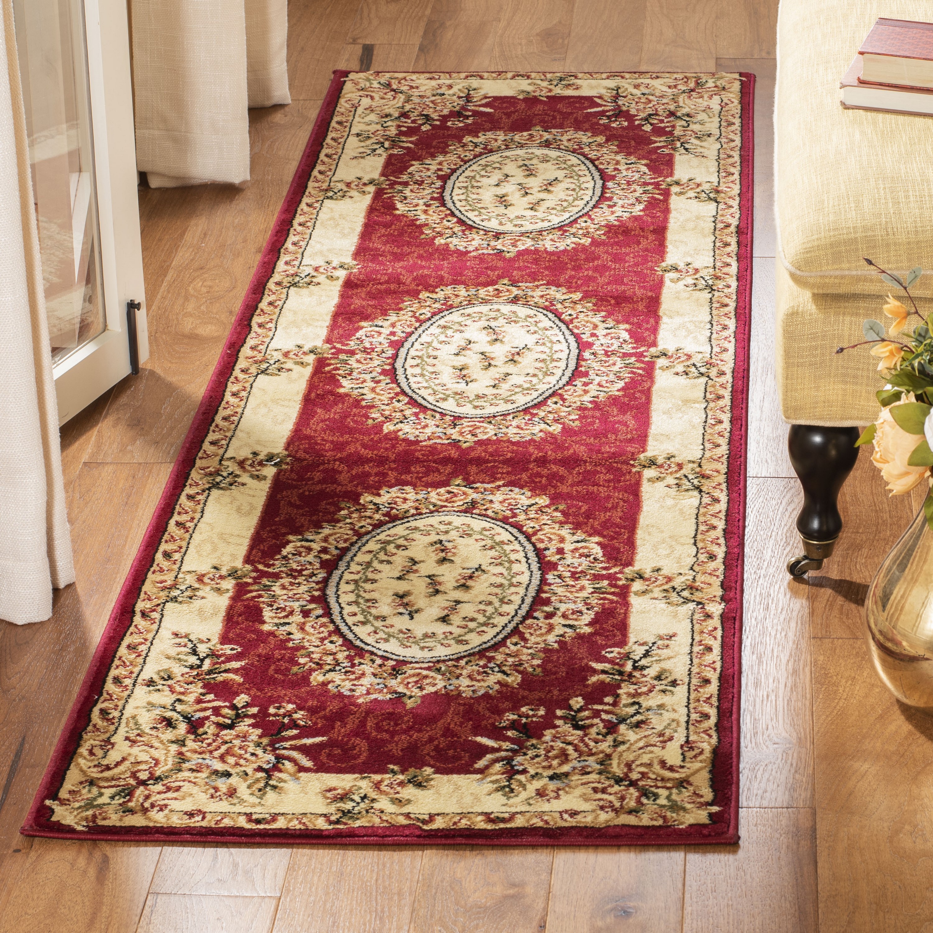 Safavieh LNH328C-214 Lyndhurst Grandour 2 x 14 (ft) Loomed Polypropylene Red/Ivory Rectangular Indoor Floral/Botanical Oriental Runner rug