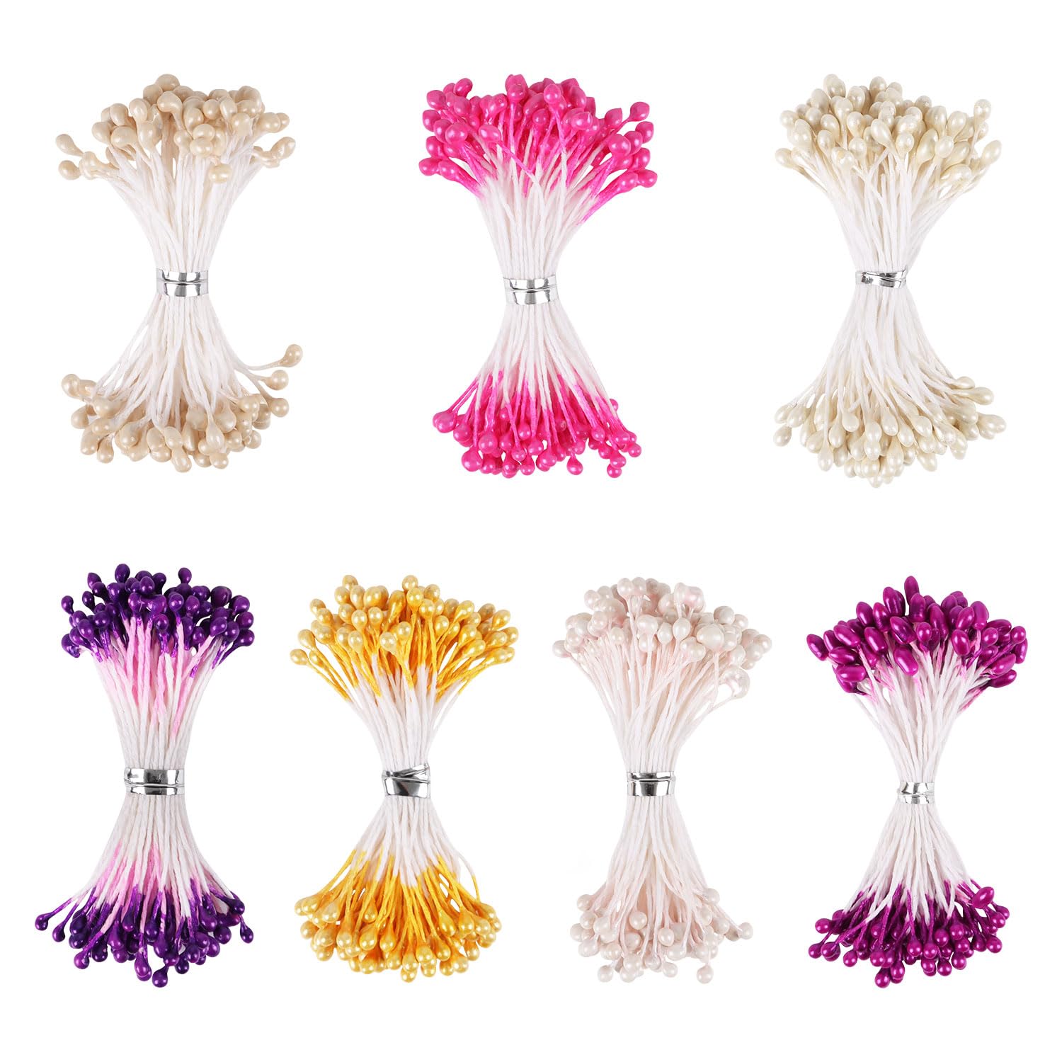 Vrbgify  560pcs Artificial Flower Stamens 3mm Pearl Floral Pistil Kit for DIY Craft Making Scrapbook Card Flower Buds Decoration Assorted Colors