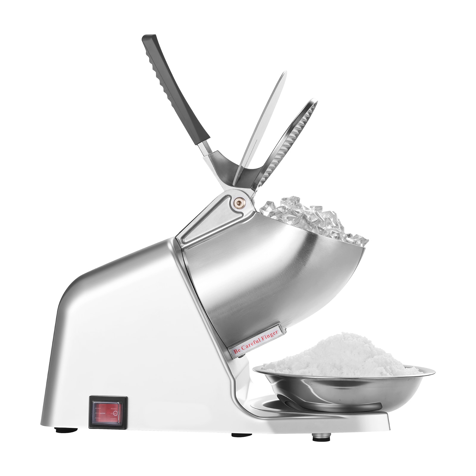 VEVOR SCSBJXXKYS1407584V1 Ice Crusher Machine  143lbs Per Hour Electric 2 Blades Snow Cone Maker  Stainless Steel Shaved Ice Machine with Bowl and Cover  300W 2000RPM Ice-Shaver for Home and Commercial Use  Silver