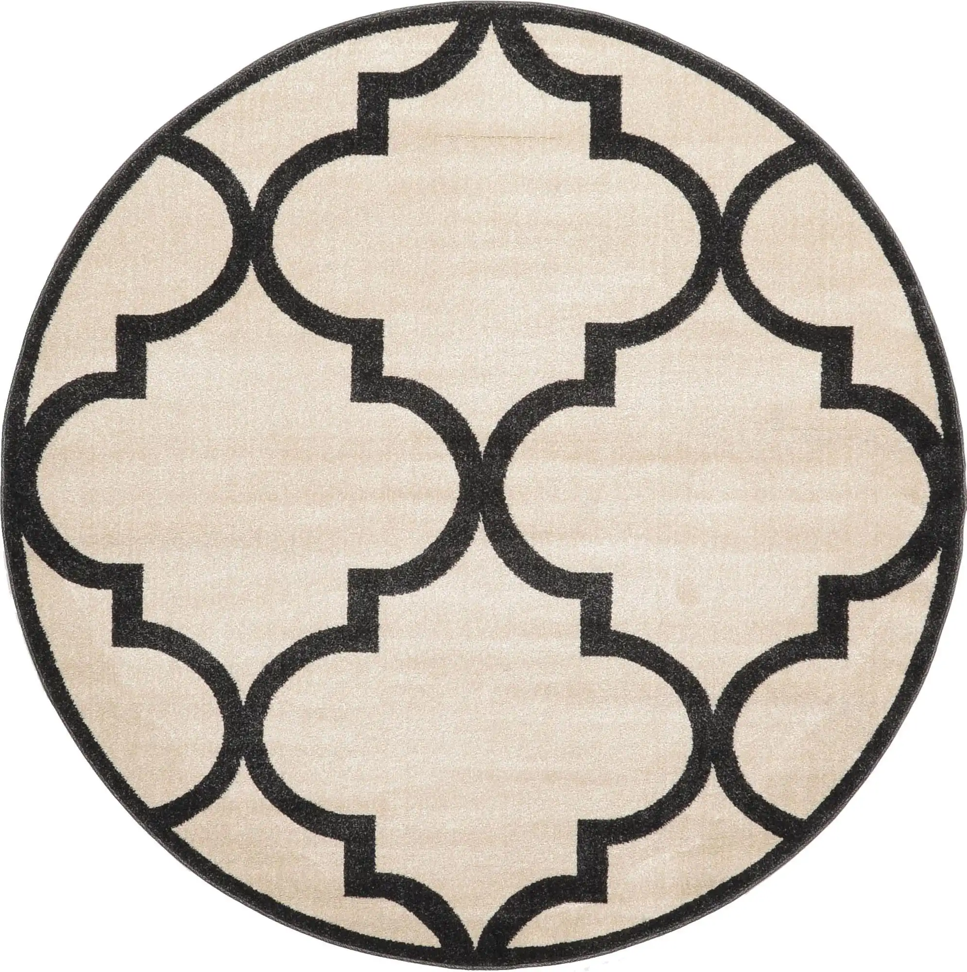 Unique Loom 6 ft Round Rug in Beige