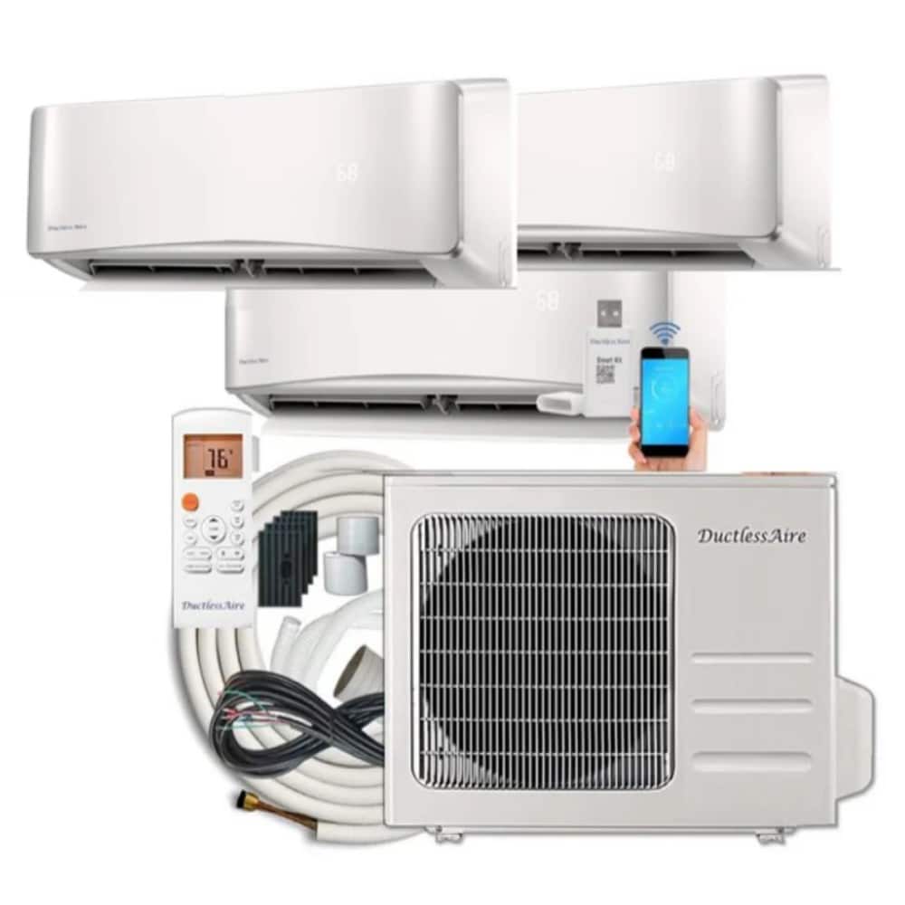 DuctlessAire 3 zone 27000-BTU -BTU Ductless Mini Split Heat Pump Included 230.0-Volt