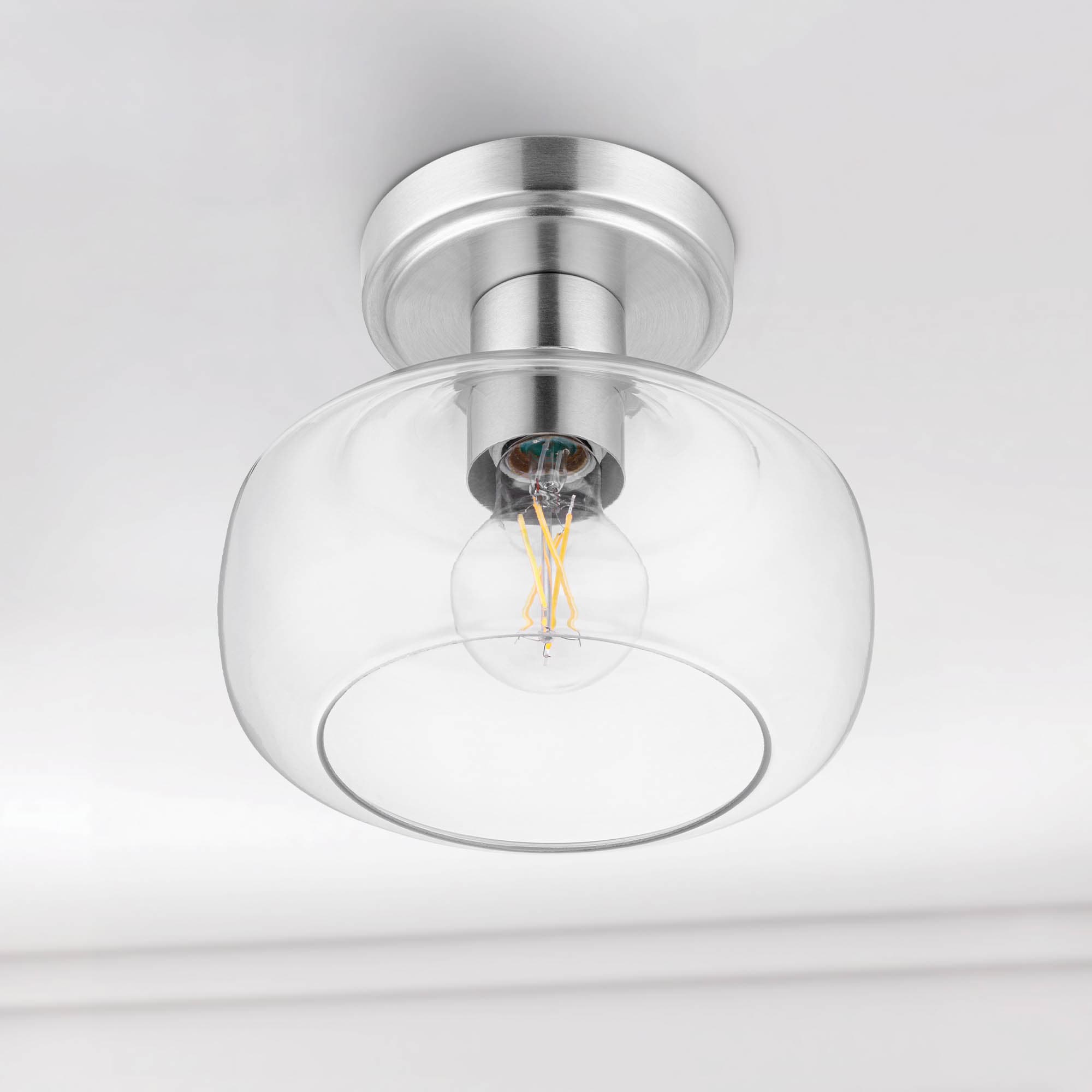 allen + roth 43561 Hodges 1 -Light 8-in Brushed Nickel Semi Flush Mount Light