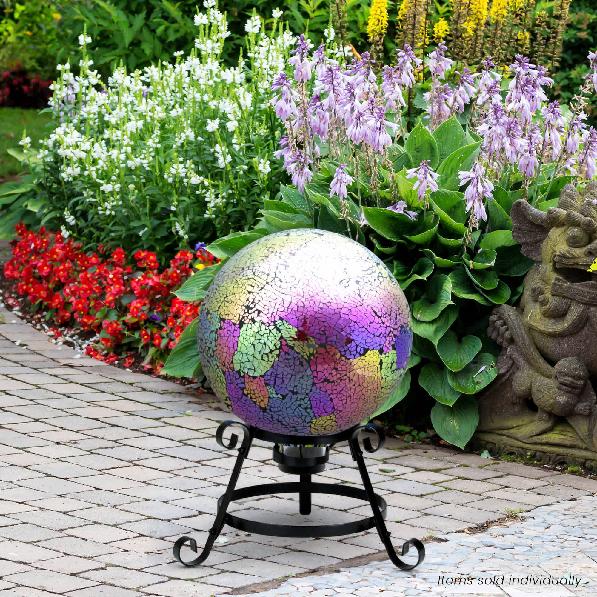 Northlight - 10 inch Pink Iridescent Mosaic Reflective Glass Outdoor Garden Gazing Ball