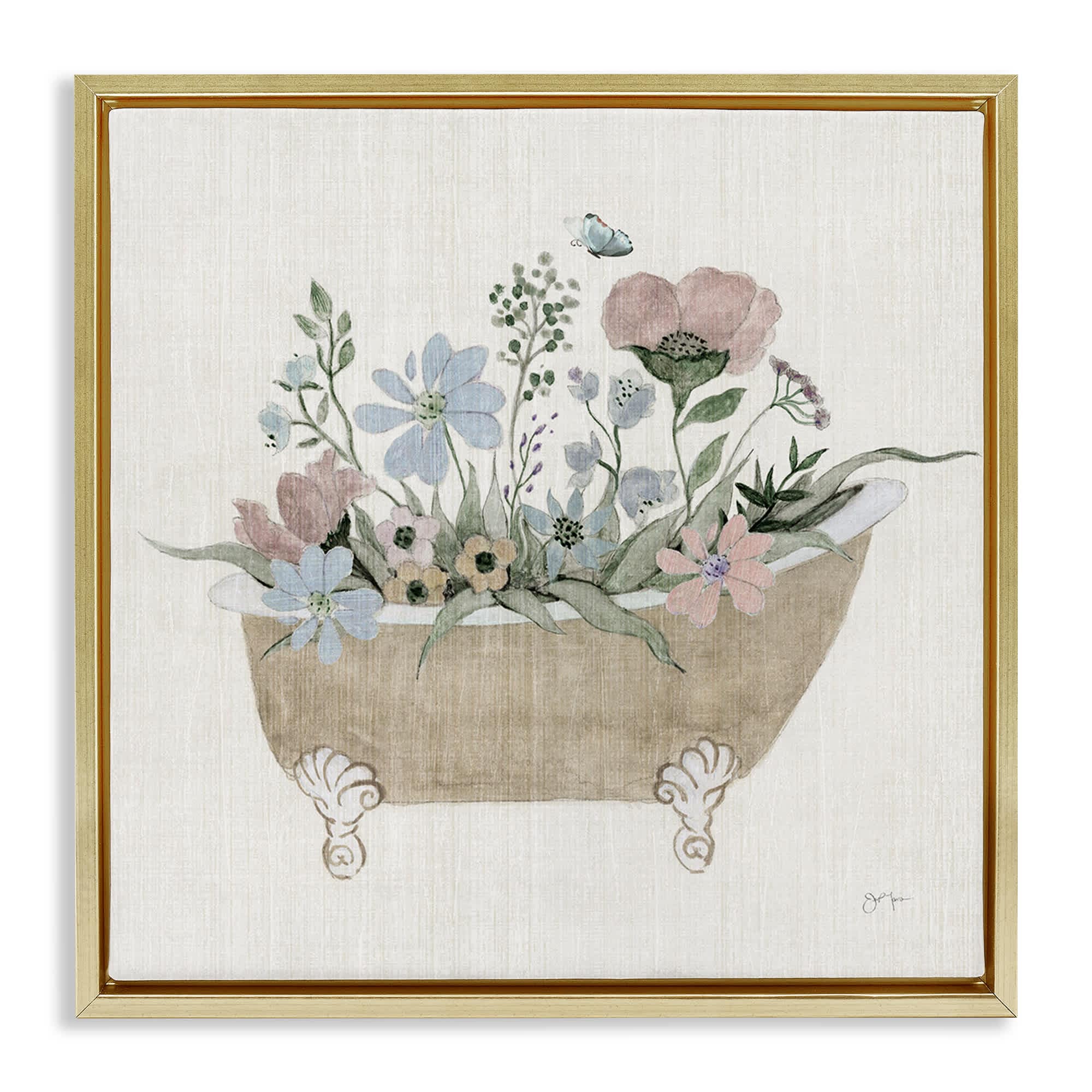 Stupell Industries BS-136-FFG-24X24 Rustic Botanicals in Tub Floating Frame design by Janet Tava