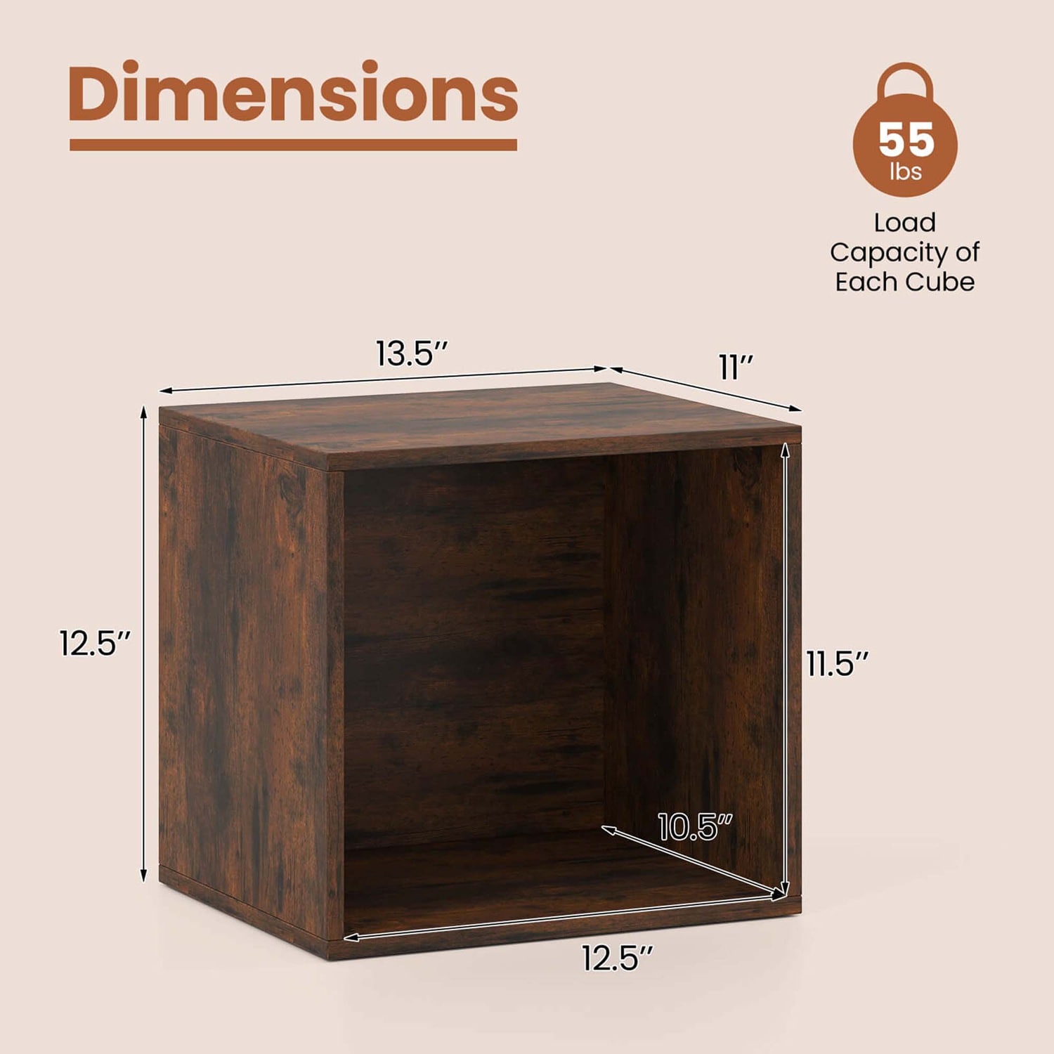 Costway CSHY003879 Laminate-Storage-Cubes - View #3