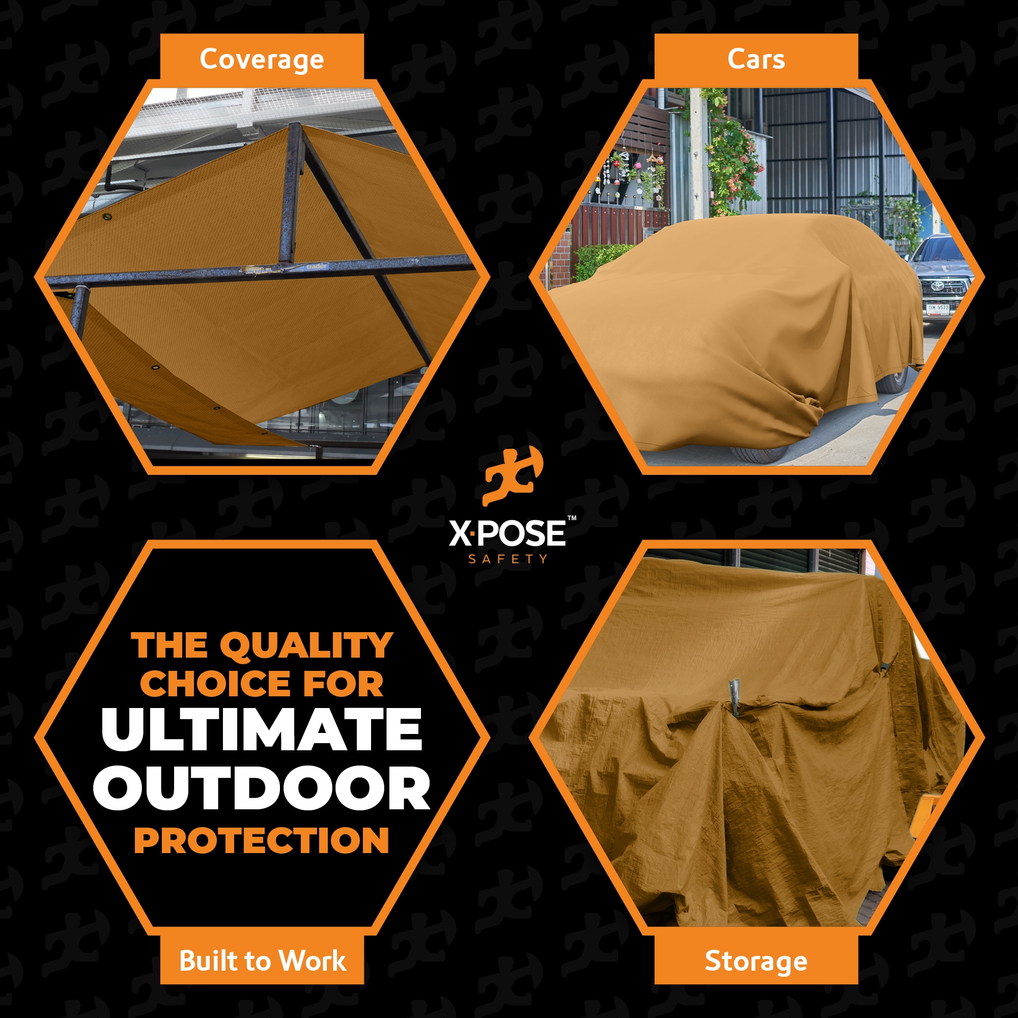 XPOSE SAFETY 8-ft X 10-ft Brown Commercial Canvas 14-mil Tarp In The ...