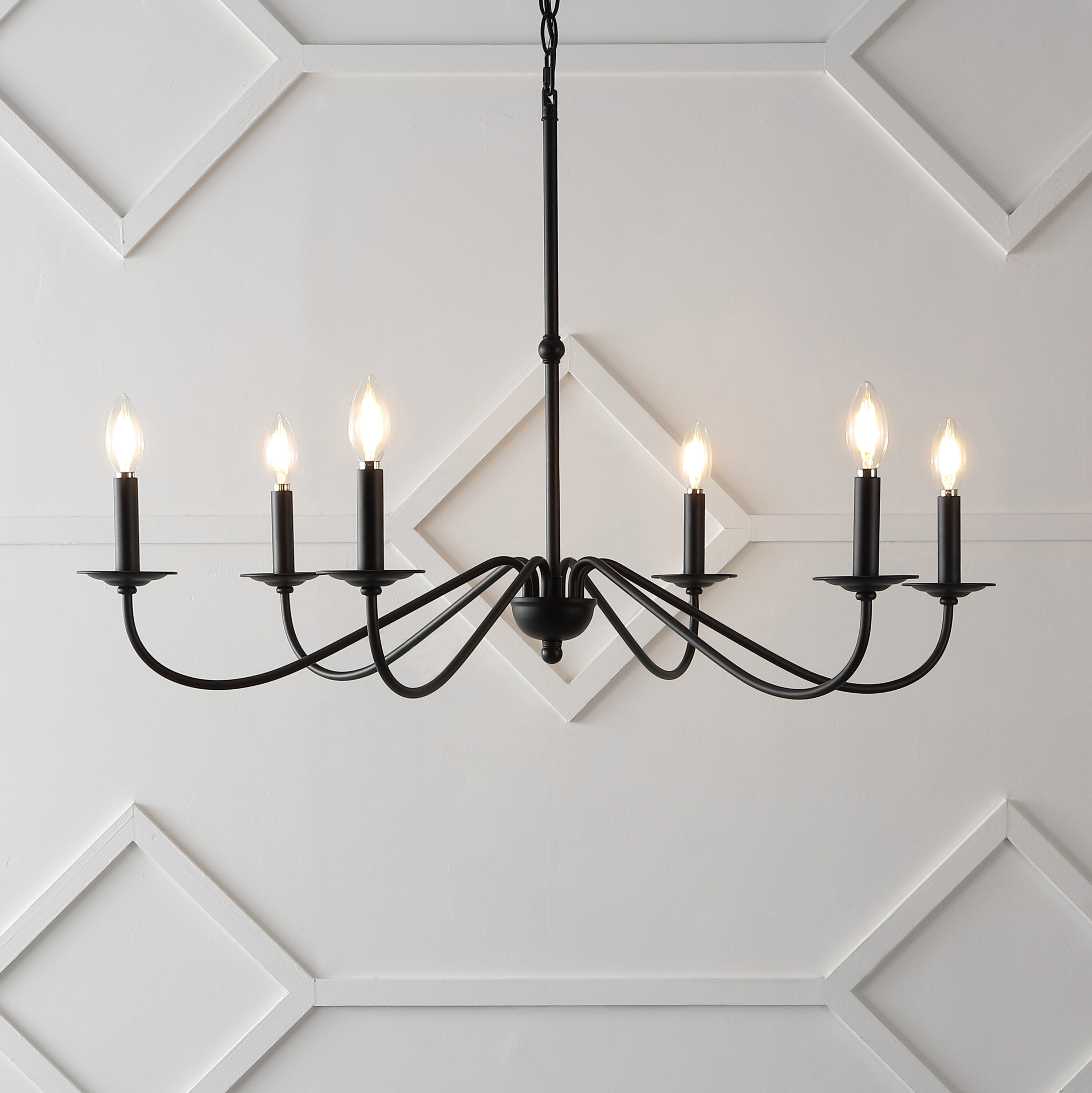 JONATHAN  Y JYL7559B Wicklow 34.75" Iron Bohemian Farmhouse 6 -Light Black Bohemian/global For Use in Bedrooms, Dining Rooms, Foyers, Kitchens, Living Rooms Chandelier