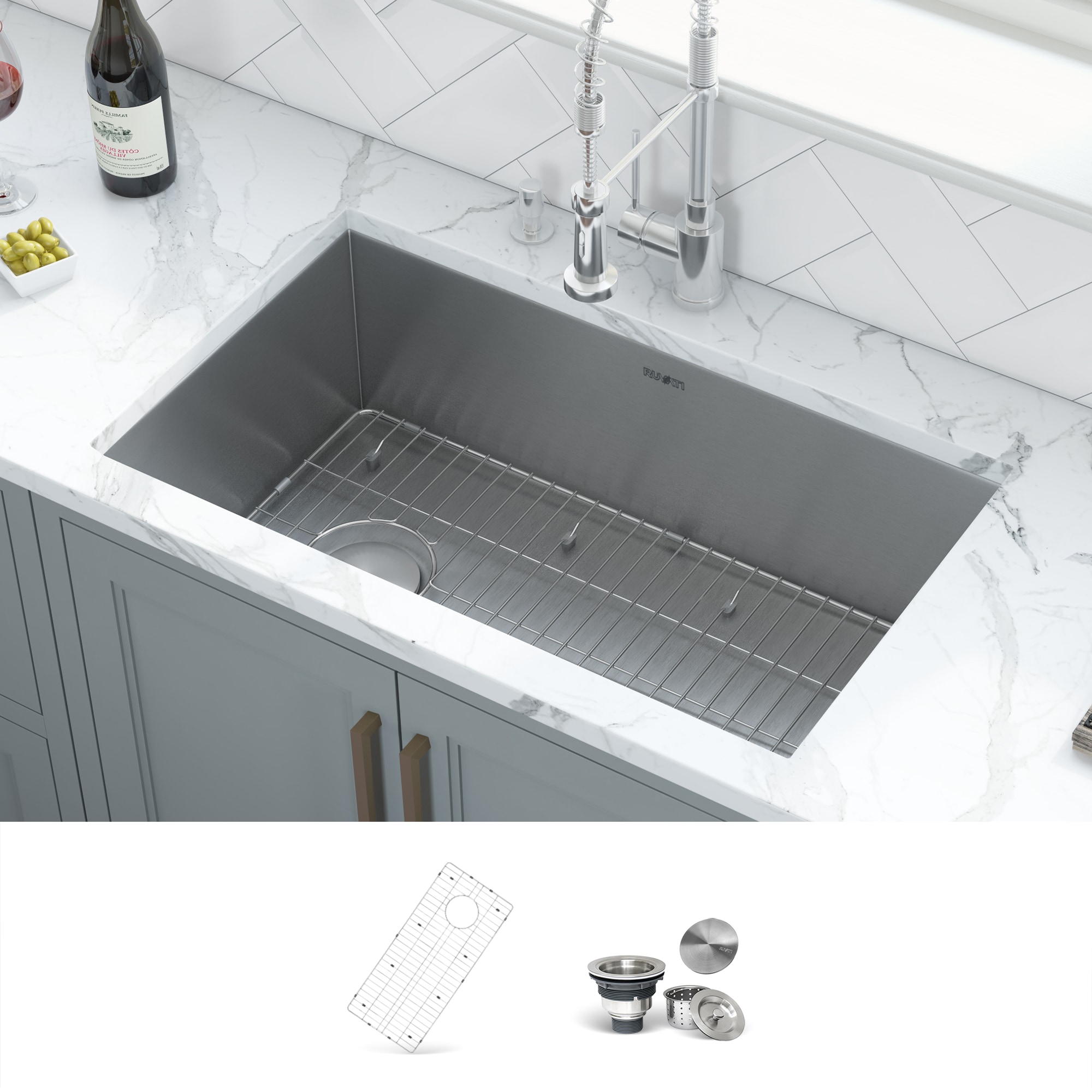 Ruvati RVH7480 Tribeca Undermount 30-in x 19-in Stainless steel Single bowl 16 -Gauge Kitchen Sink