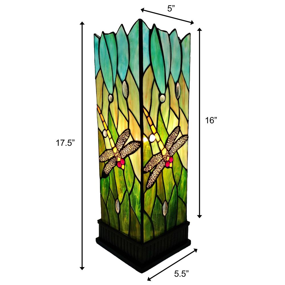 Tiffany Style Multicolored Stained Glass Dragonfly Nightstand Lamp