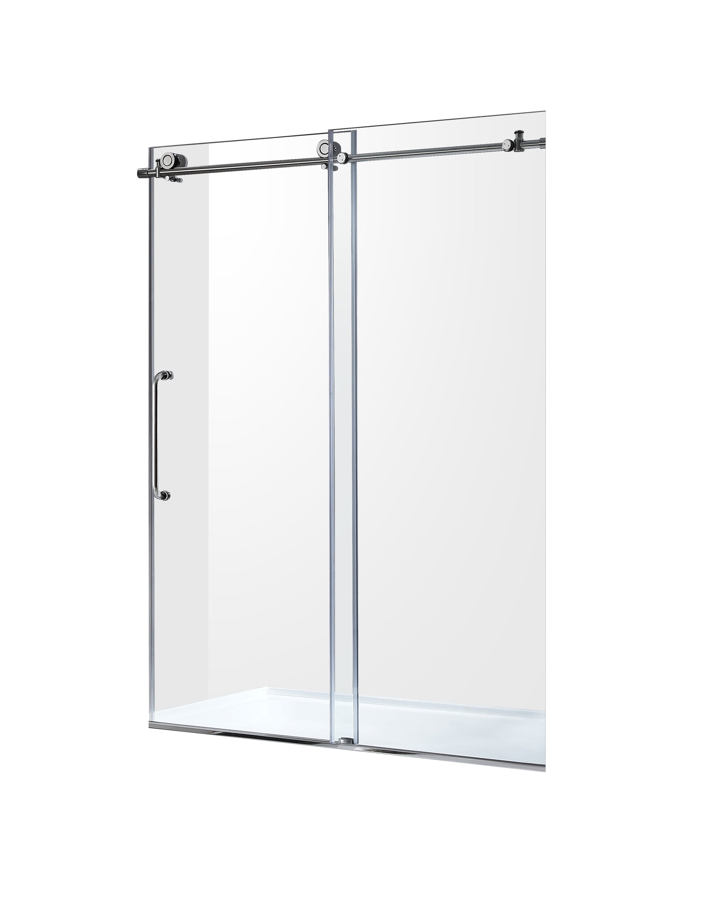 ANZZI 76 x 60 inch Frameless Tinted Shower Door in Brushed Nickel, Leon Water  Repellent Glass Shower Door with Seal Strip, Easy Gilde Sliding Shower Door  Parts Rollers, SD-AZ13-02BN-T 