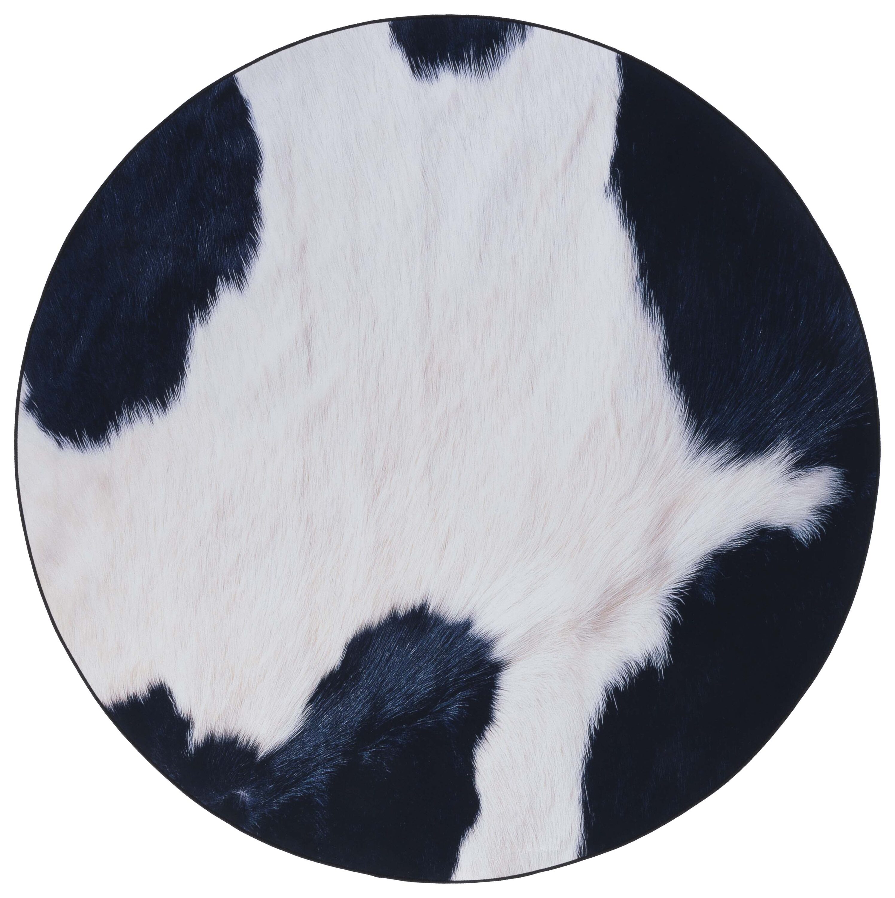 Ivory Faux Fur 6' Round Washable Area Rug with Non-slip Backing