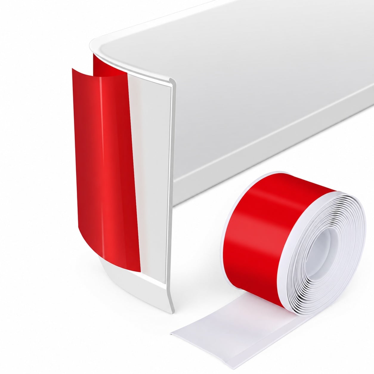 Etokfoks  4 in x 80 ft Self Adhesive Flexible PVC Cove Base Molding Trim with Toe Kick Design for Walls and Floors